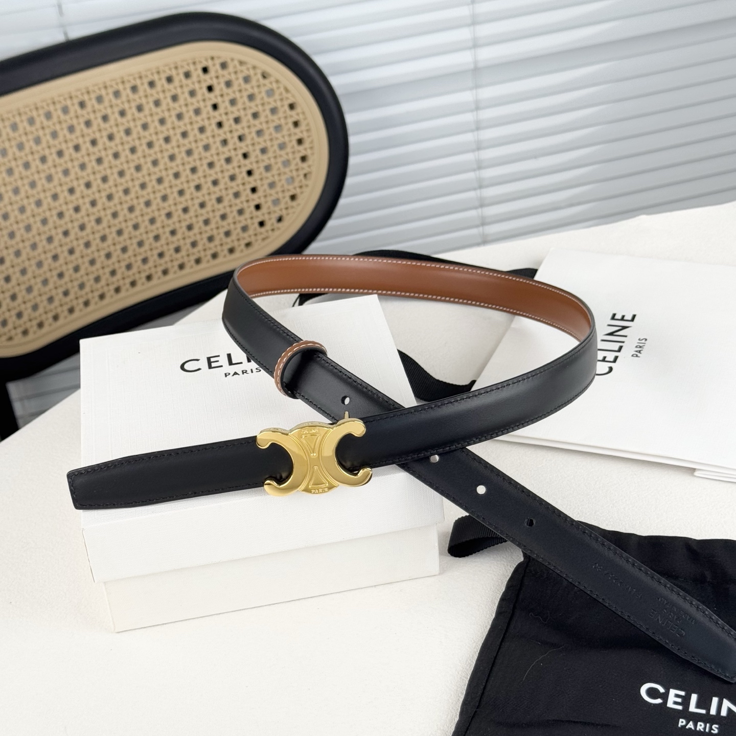 -Celin e新品立体浮标扣女士腰带 意大利进口小牛皮 搭铜扣 宽度2.5双面佩