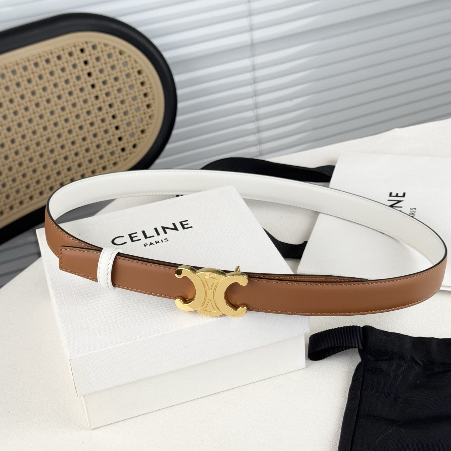 -Celin e新品立体浮标扣女士腰带 意大利进口小牛皮 搭铜扣 宽度2.5双面佩