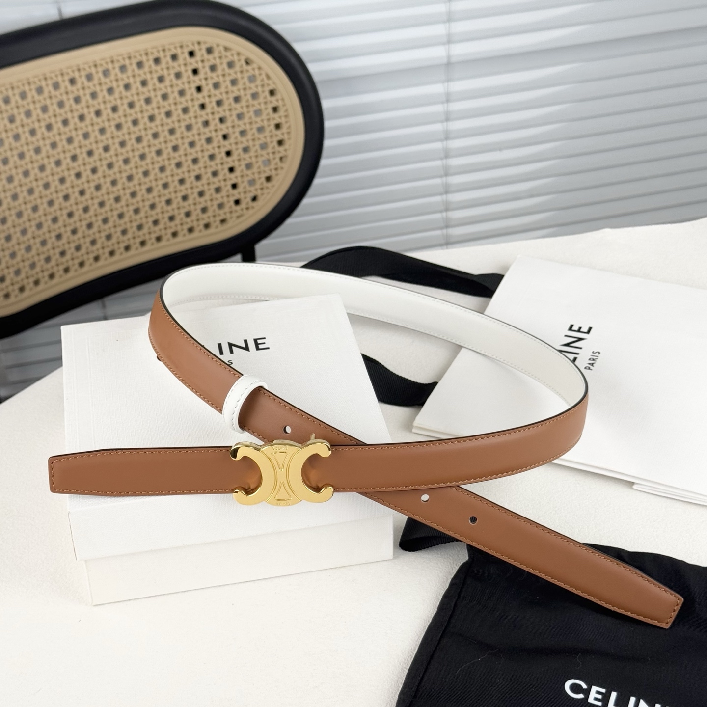 -Celin e新品立体浮标扣女士腰带 意大利进口小牛皮 搭铜扣 宽度2.5双面佩