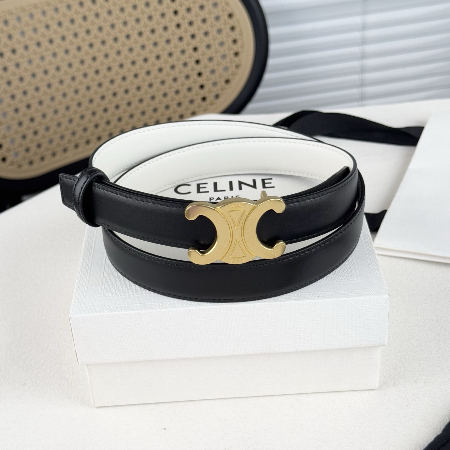 -Celin e新品立体浮标扣女士腰带 意大利进口小牛皮 搭铜扣 宽度2.5双面佩