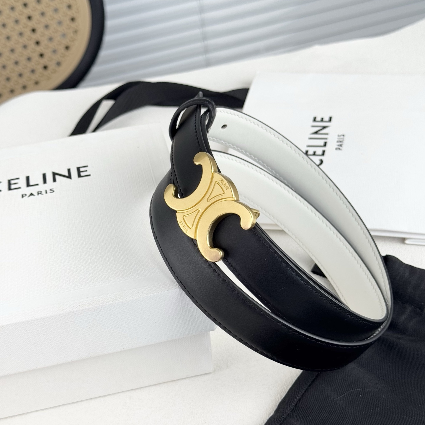 -Celin e新品立体浮标扣女士腰带 意大利进口小牛皮 搭铜扣 宽度2.5双面佩