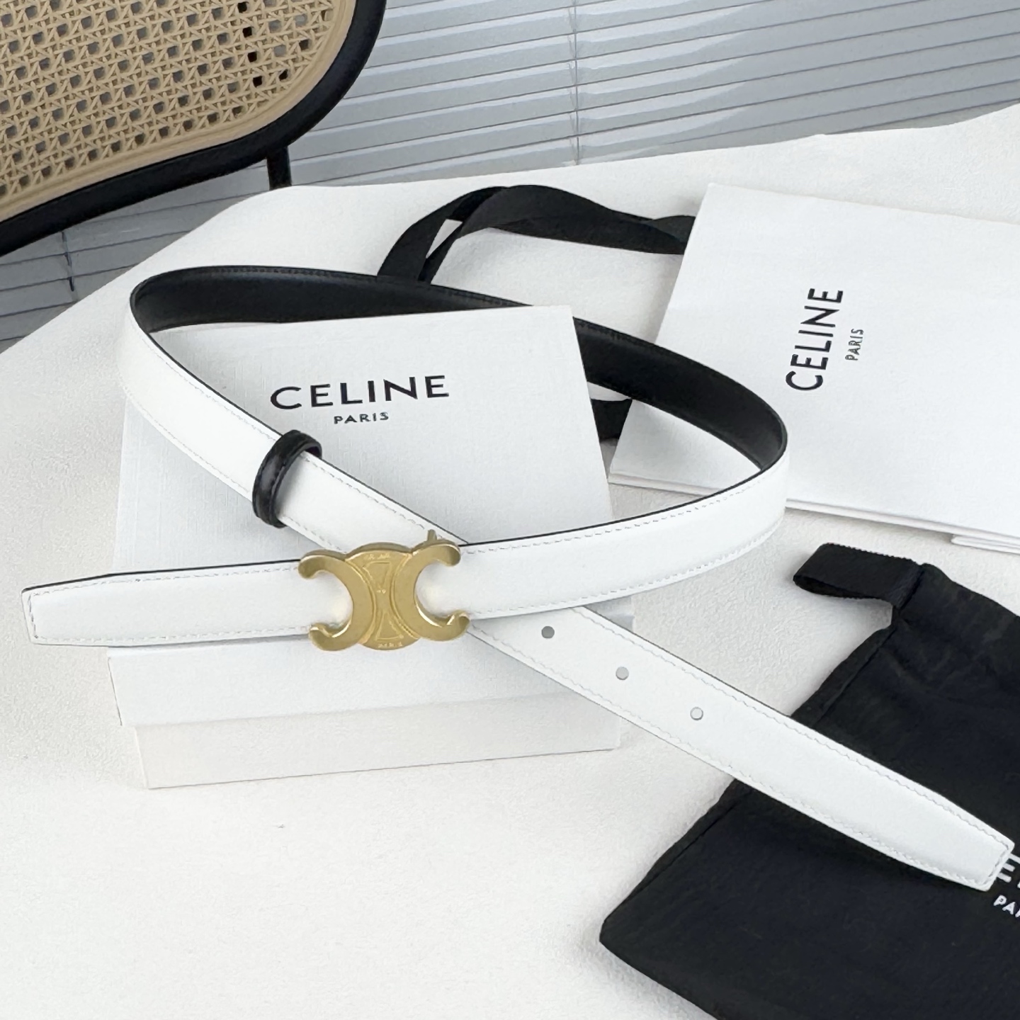 -Celin e新品立体浮标扣女士腰带 意大利进口小牛皮 搭铜扣 宽度2.5双面佩