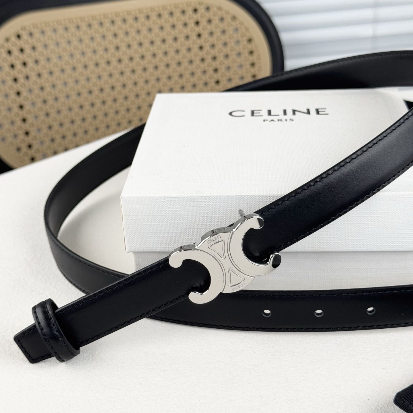 -Celin e新品立体浮标扣女士腰带 意大利进口小牛皮 搭铜扣 宽度2.5双面佩
