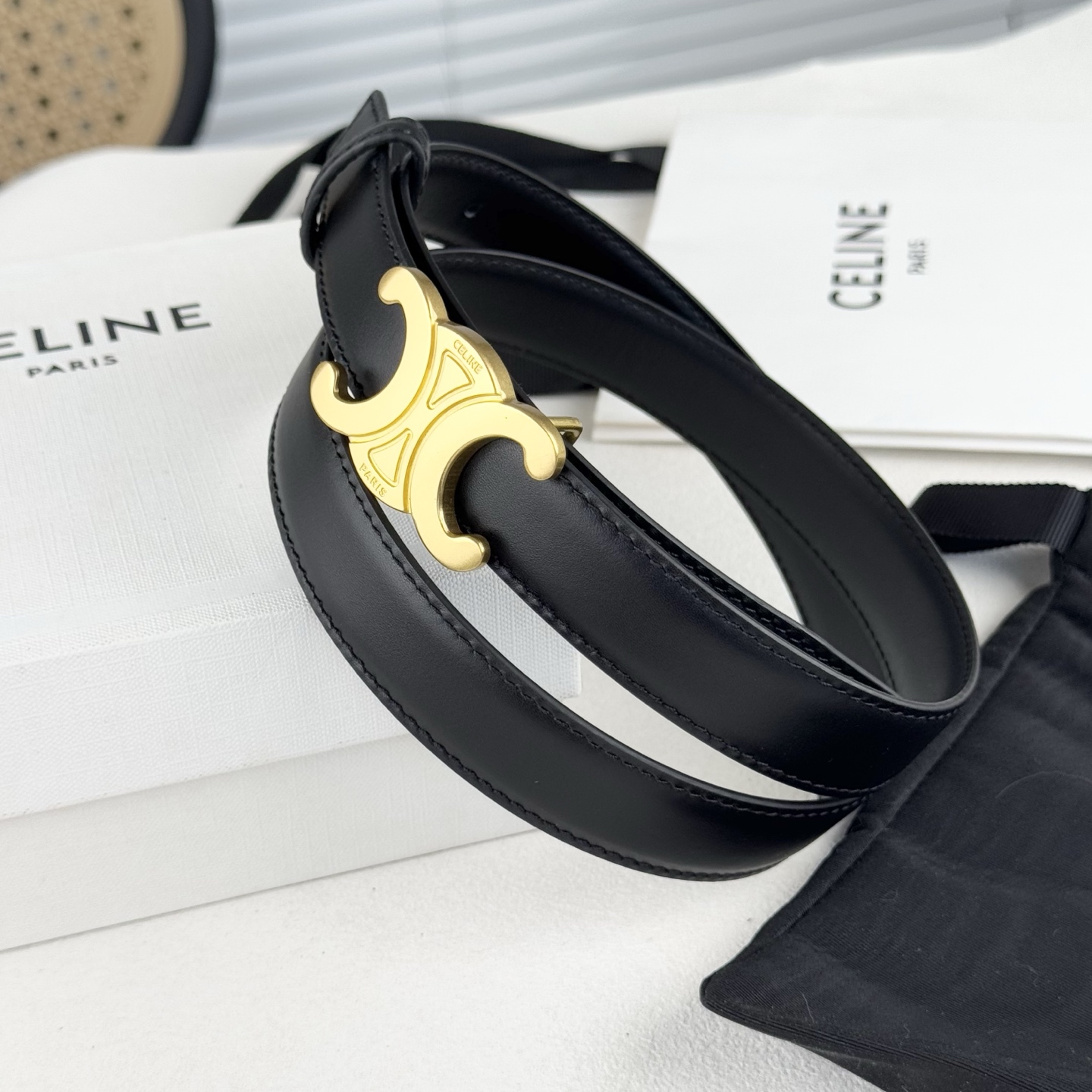 -Celin e新品立体浮标扣女士腰带 意大利进口小牛皮 搭铜扣 宽度2.5双面佩