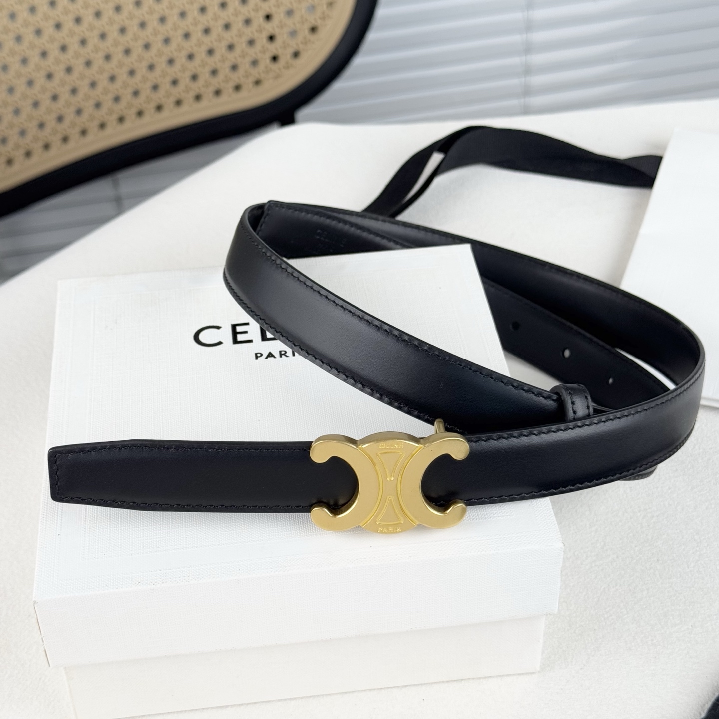 -Celin e新品立体浮标扣女士腰带 意大利进口小牛皮 搭铜扣 宽度2.5双面佩