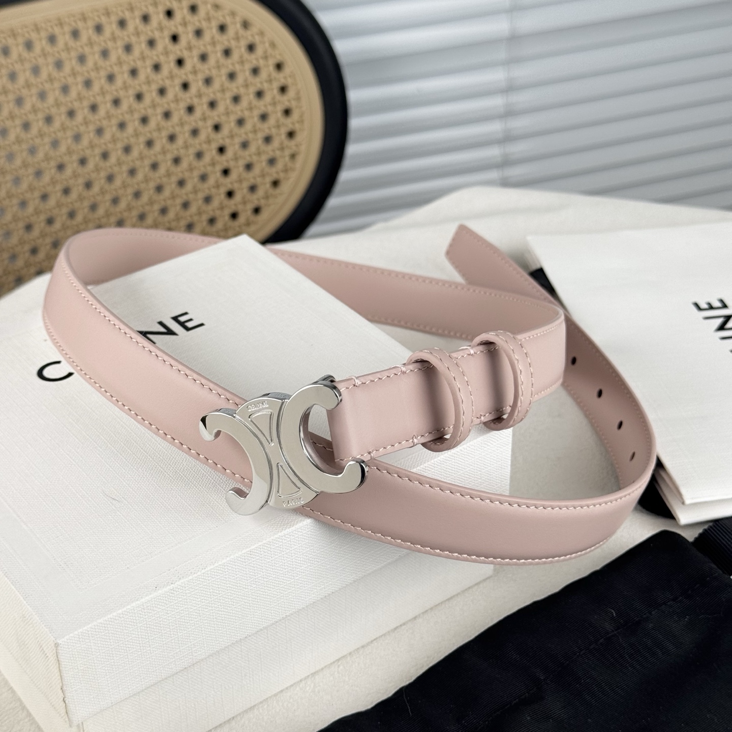 -Celin e新品立体浮标针扣女士腰带 意大利进口小牛皮 搭铜扣 宽度2.5