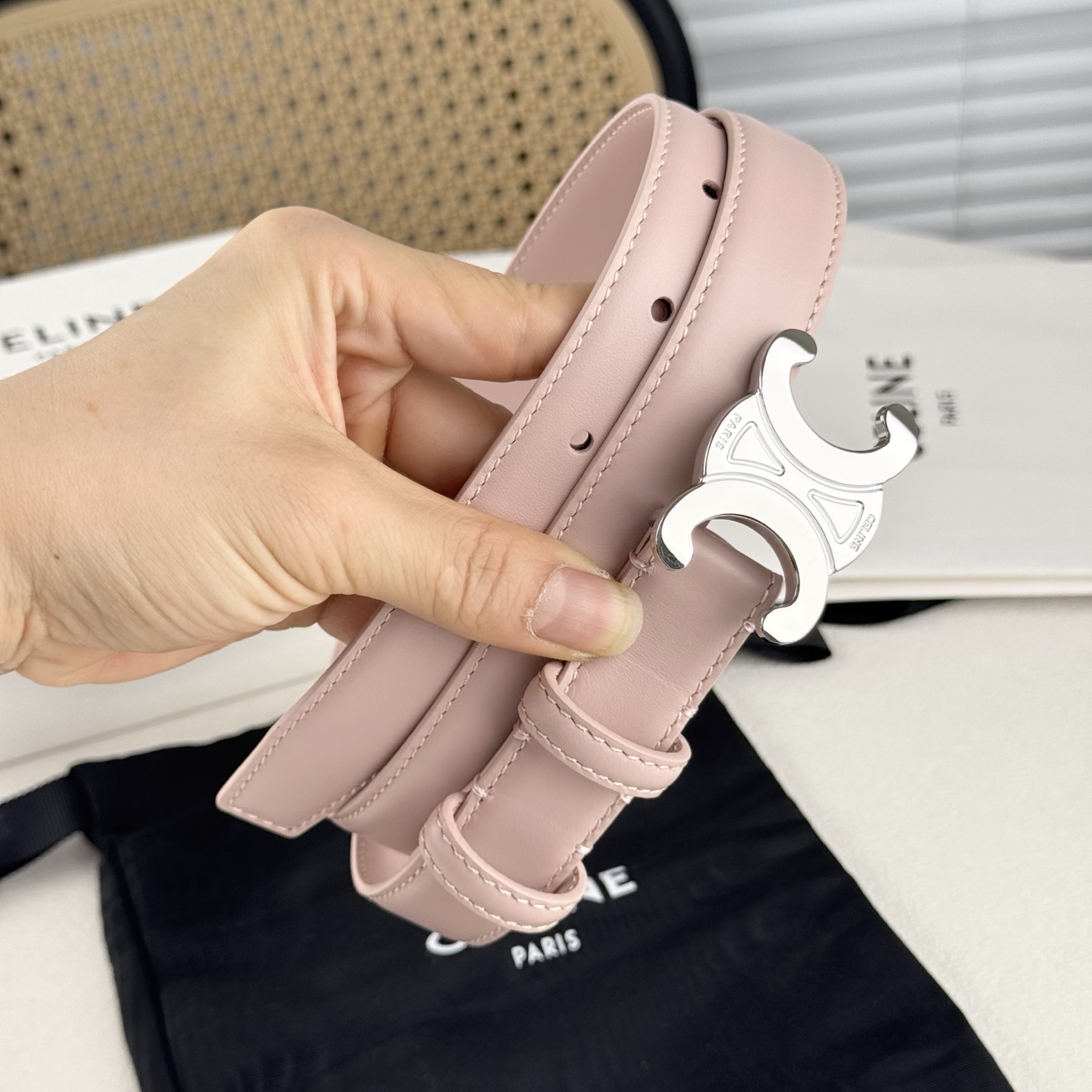 -Celin e新品立体浮标针扣女士腰带 意大利进口小牛皮 搭铜扣 宽度2.5