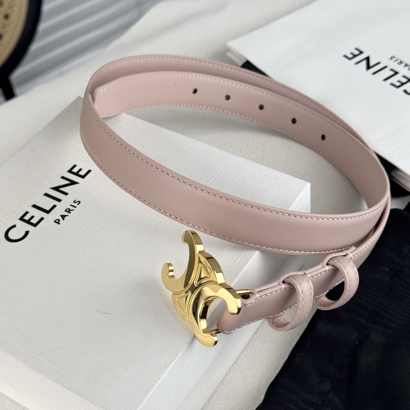 -Celin e新品立体浮标针扣女士腰带 意大利进口小牛皮 搭铜扣 宽度2.5