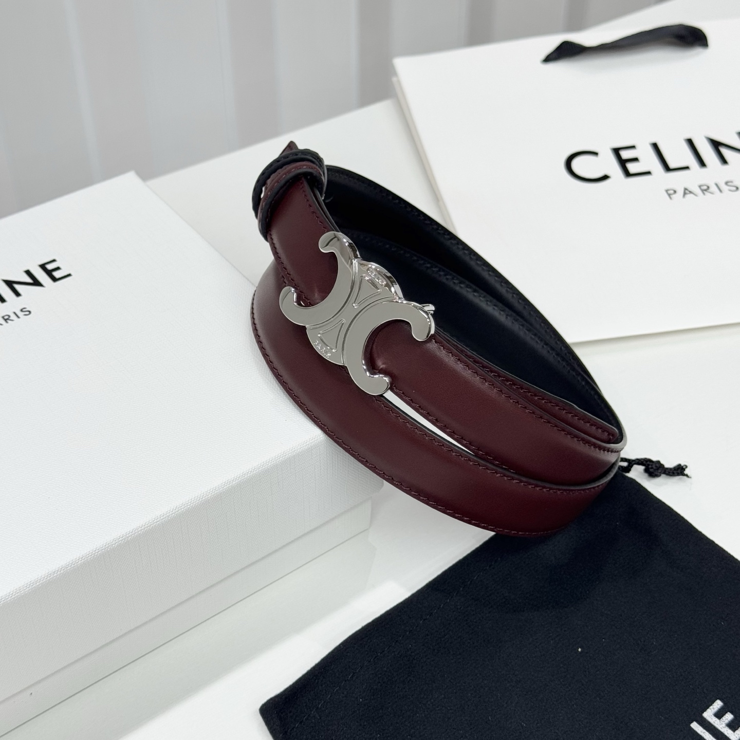 -Celin e新品立体浮标扣女士腰带 意大利进口小牛皮 搭铜扣 宽度2.5双面佩