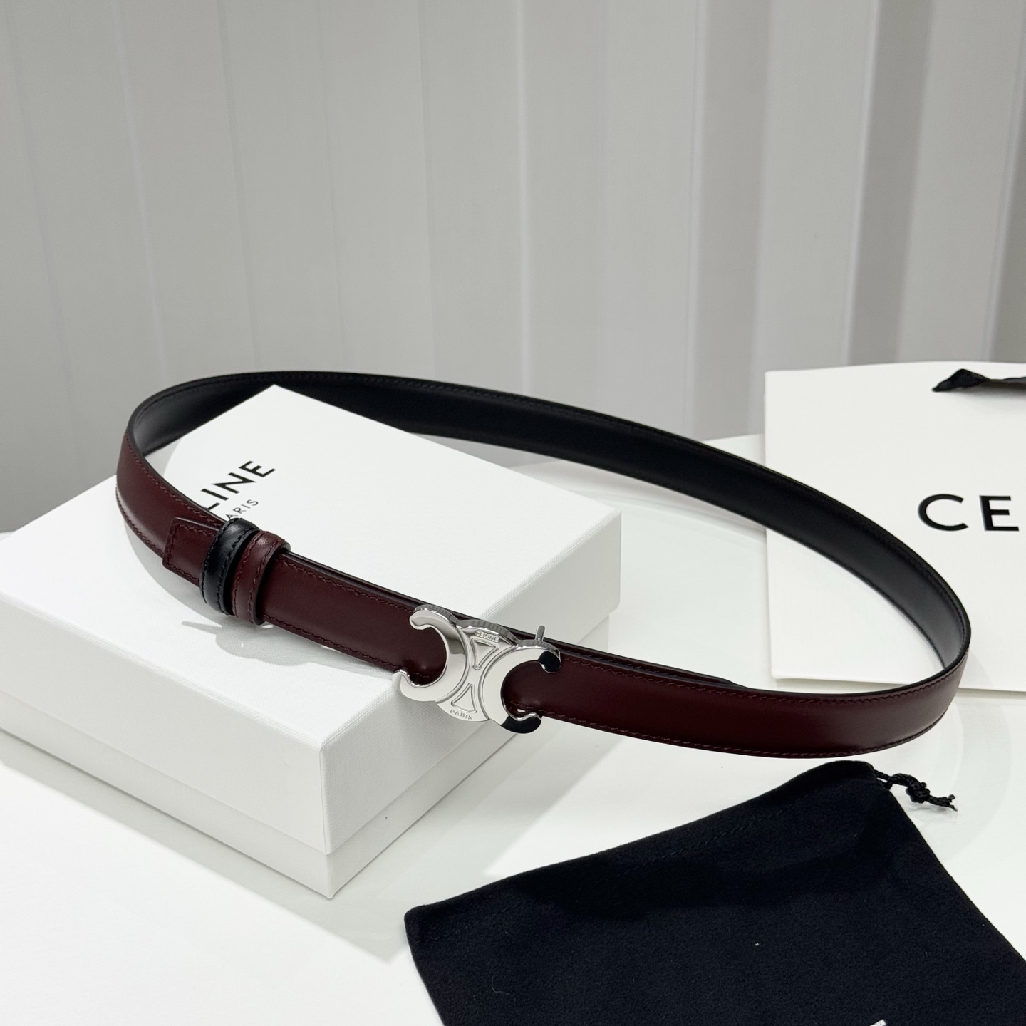 -Celin e新品立体浮标扣女士腰带 意大利进口小牛皮 搭铜扣 宽度2.5双面佩