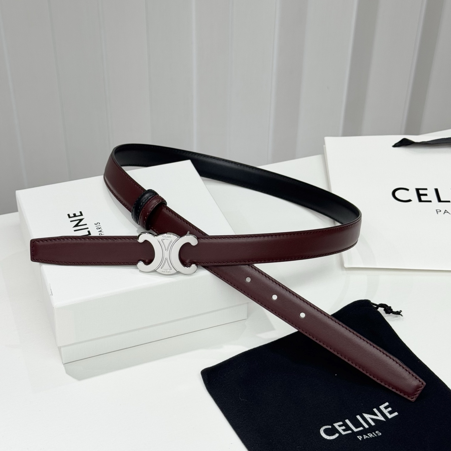 -Celin e新品立体浮标扣女士腰带 意大利进口小牛皮 搭铜扣 宽度2.5双面佩