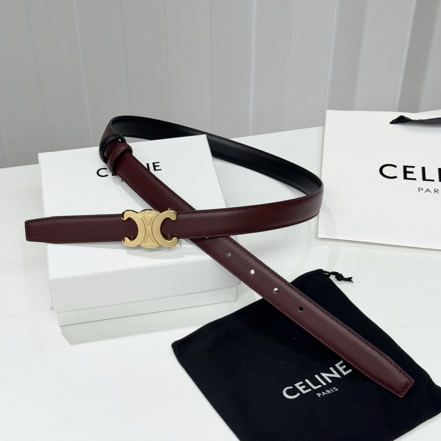 -Celin e新品立体浮标扣女士腰带 意大利进口小牛皮 搭铜扣 宽度2.5双面佩