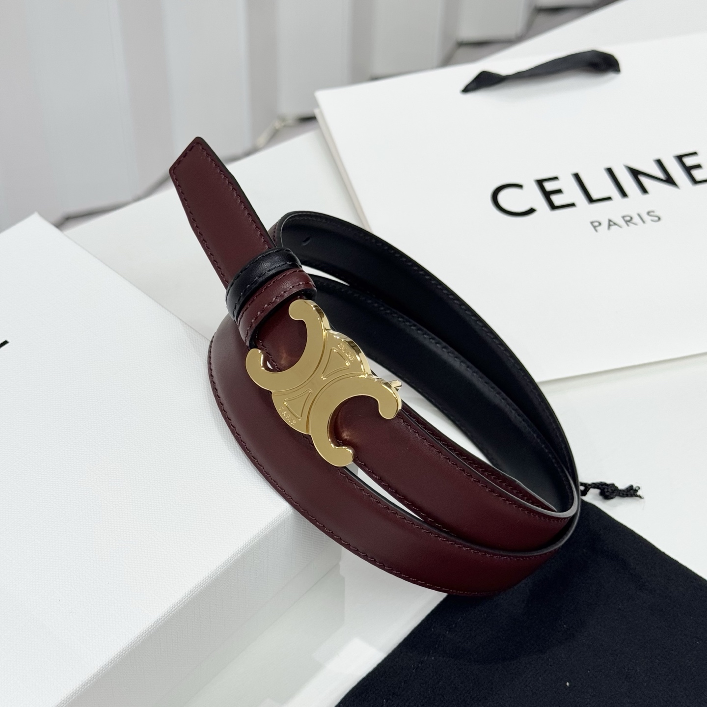 -Celin e新品立体浮标扣女士腰带 意大利进口小牛皮 搭铜扣 宽度2.5双面佩