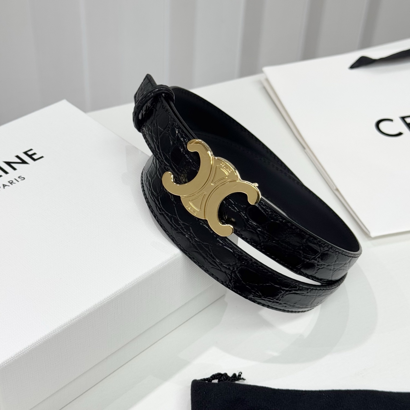 -Celin e新品立体浮标扣女士腰带 意大利进口小牛皮 搭铜扣 宽度2.5双面佩