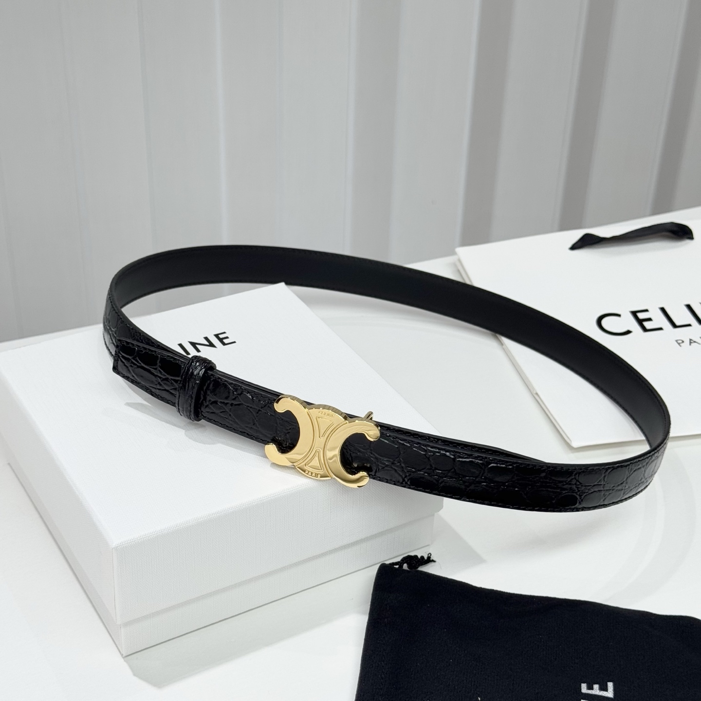 -Celin e新品立体浮标扣女士腰带 意大利进口小牛皮 搭铜扣 宽度2.5双面佩
