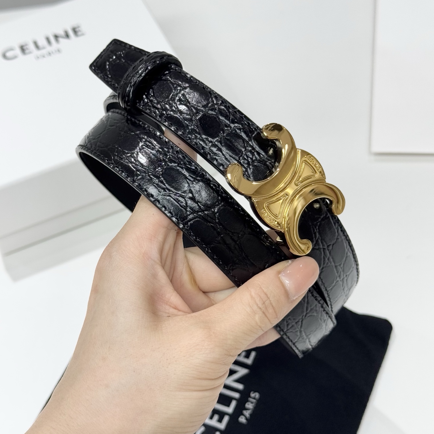 -Celin e新品立体浮标扣女士腰带 意大利进口小牛皮 搭铜扣 宽度2.5双面佩