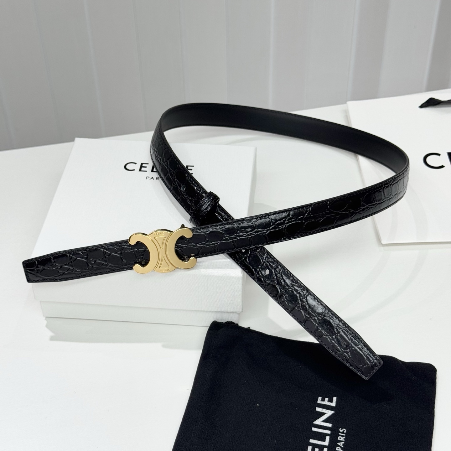 -Celin e新品立体浮标扣女士腰带 意大利进口小牛皮 搭铜扣 宽度2.5双面佩