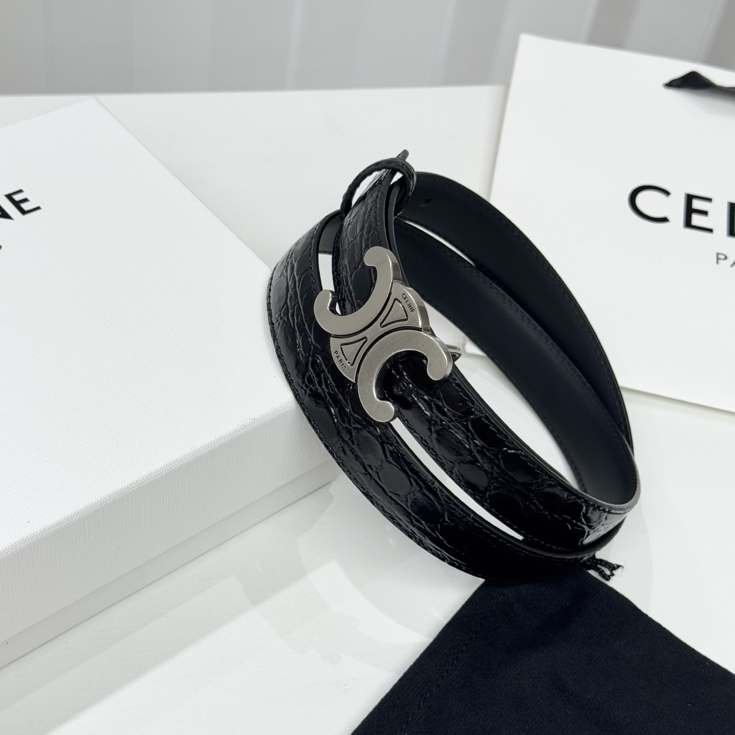 -Celin e新品立体浮标扣女士腰带 意大利进口小牛皮 搭铜扣 宽度2.5双面佩