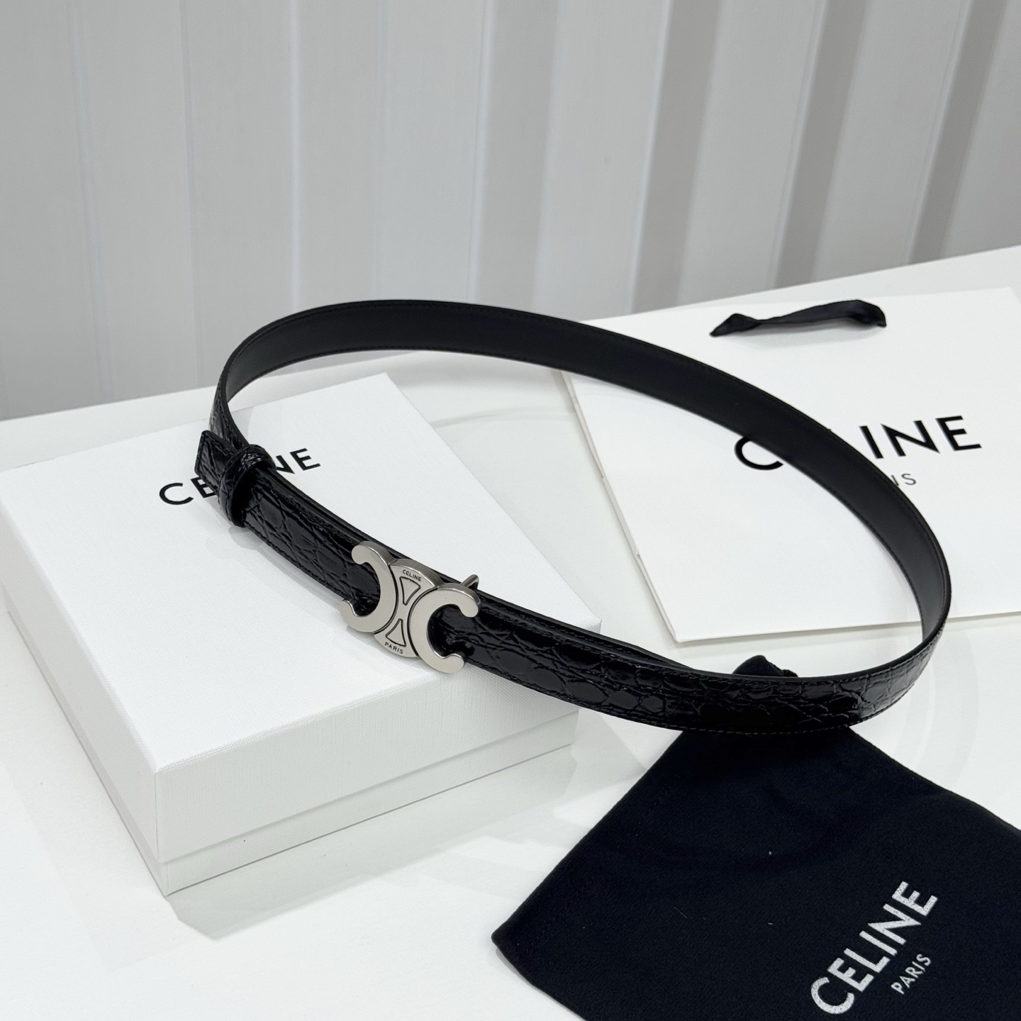 -Celin e新品立体浮标扣女士腰带 意大利进口小牛皮 搭铜扣 宽度2.5双面佩