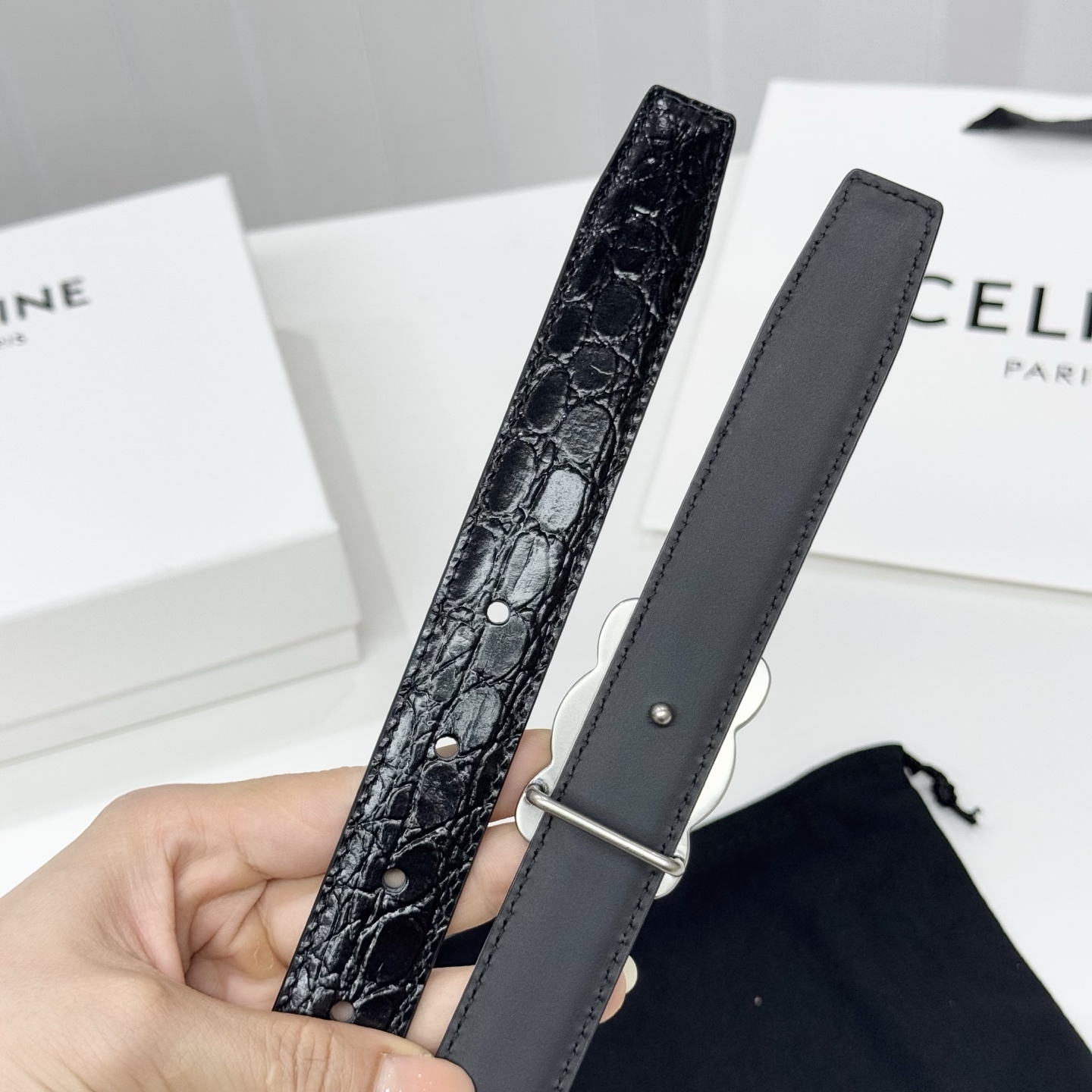 -Celin e新品立体浮标扣女士腰带 意大利进口小牛皮 搭铜扣 宽度2.5双面佩
