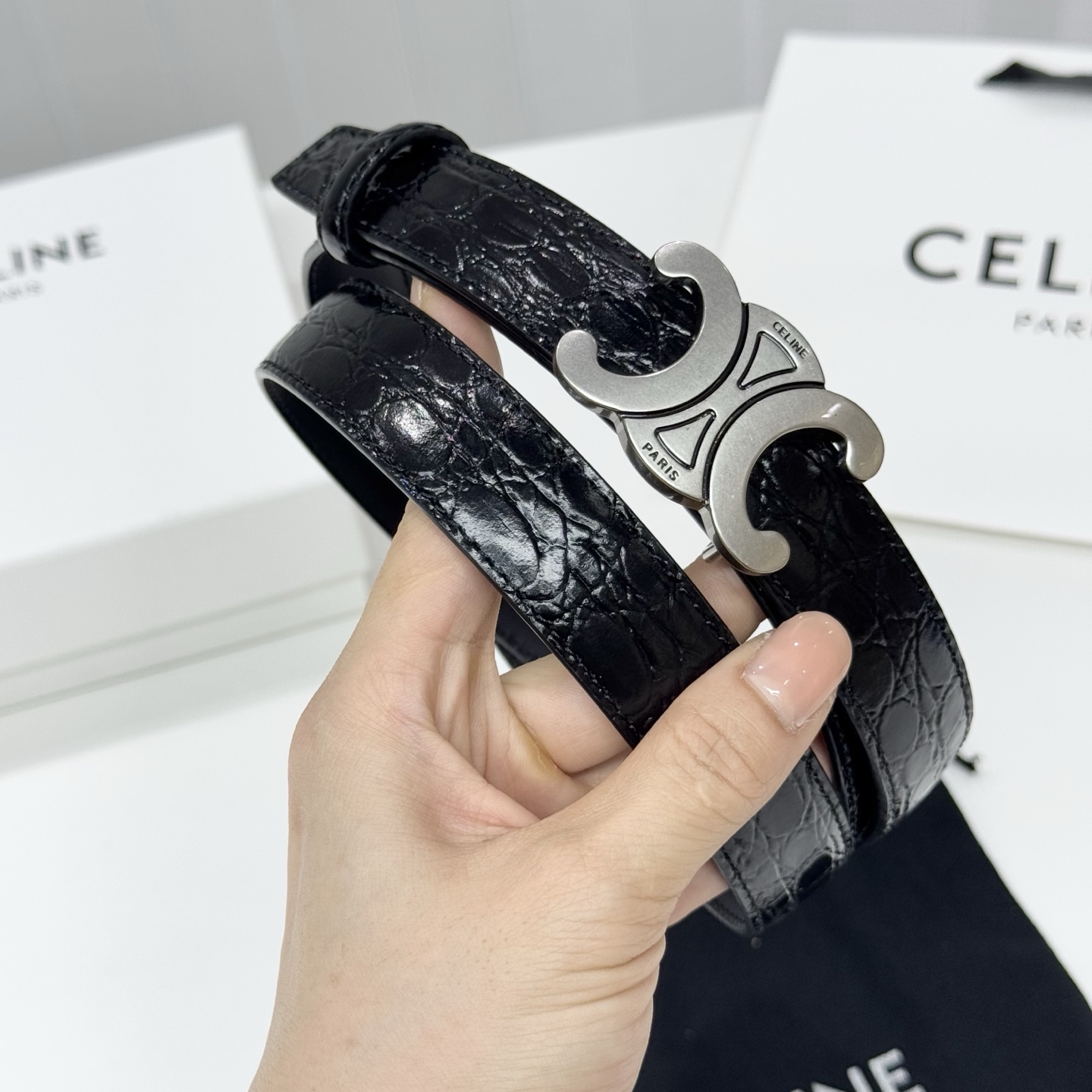 -Celin e新品立体浮标扣女士腰带 意大利进口小牛皮 搭铜扣 宽度2.5双面佩