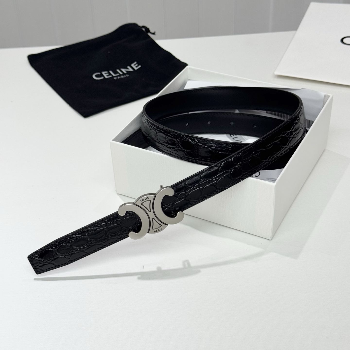-Celin e新品立体浮标扣女士腰带 意大利进口小牛皮 搭铜扣 宽度2.5双面佩