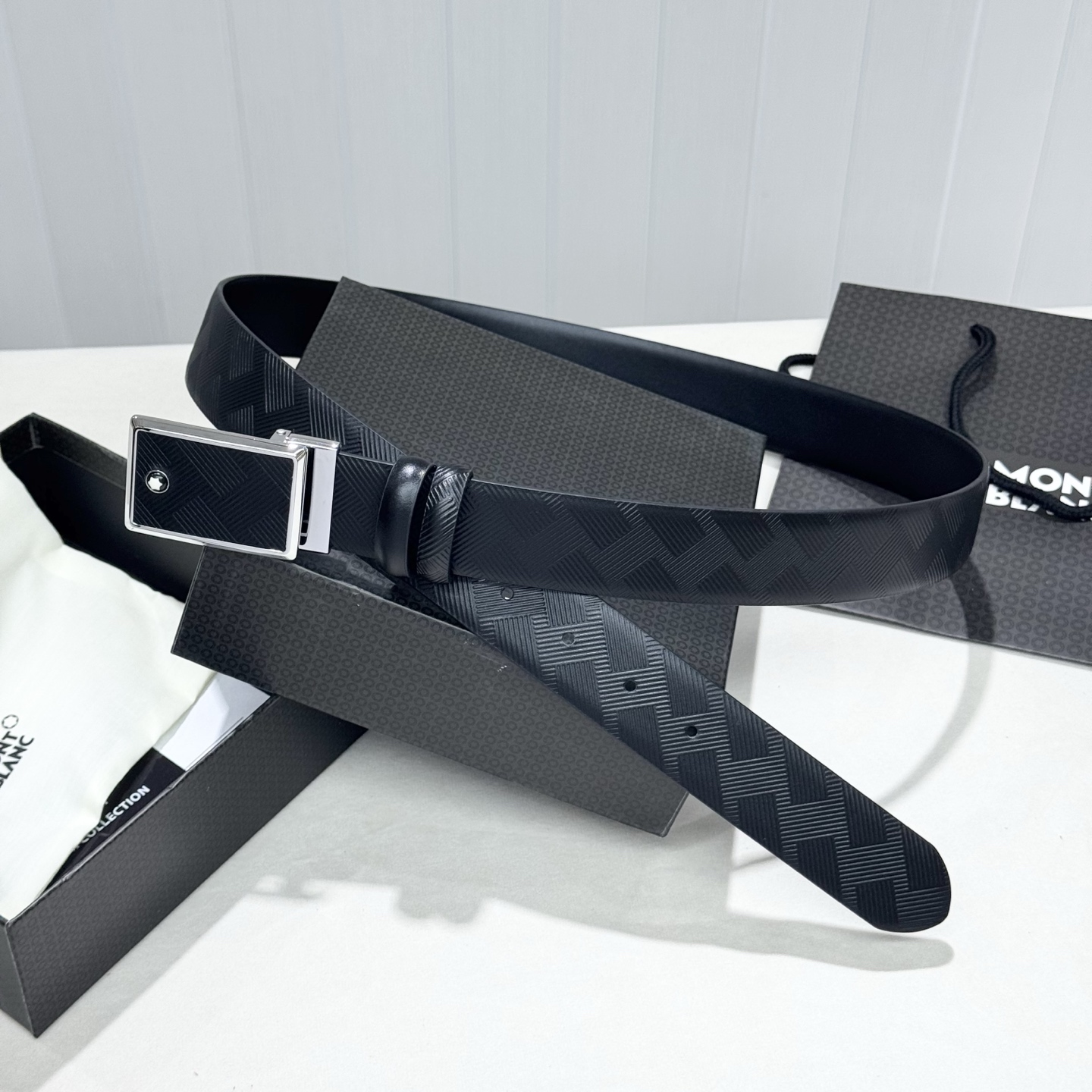 🎩🎩男士万宝龙🐲柔软细腻，百搭大方，宽3.5CM 、可裁剪款式官网同步，商务休闲均可使用！