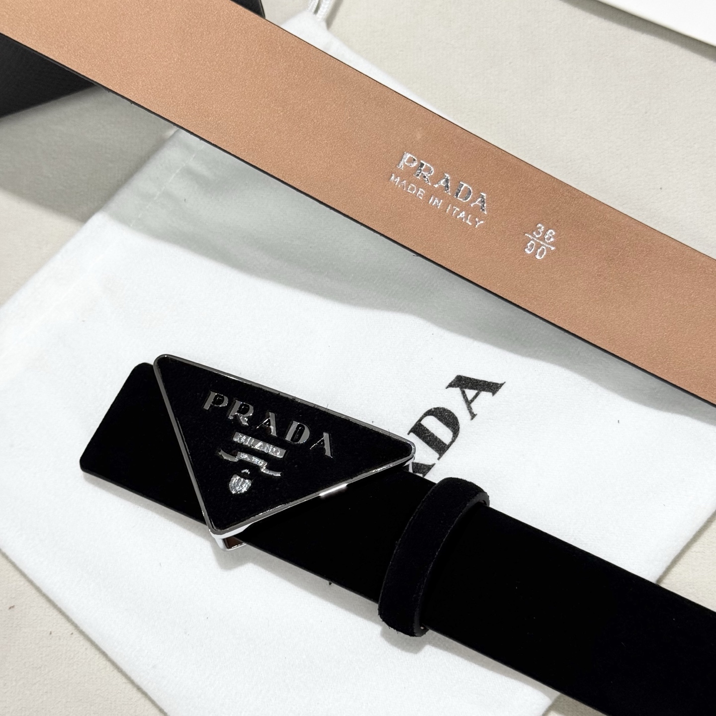 Prada Black Leather Belt with Triangle Logo Buckle for Women 5 i1759129791424 199 0 4