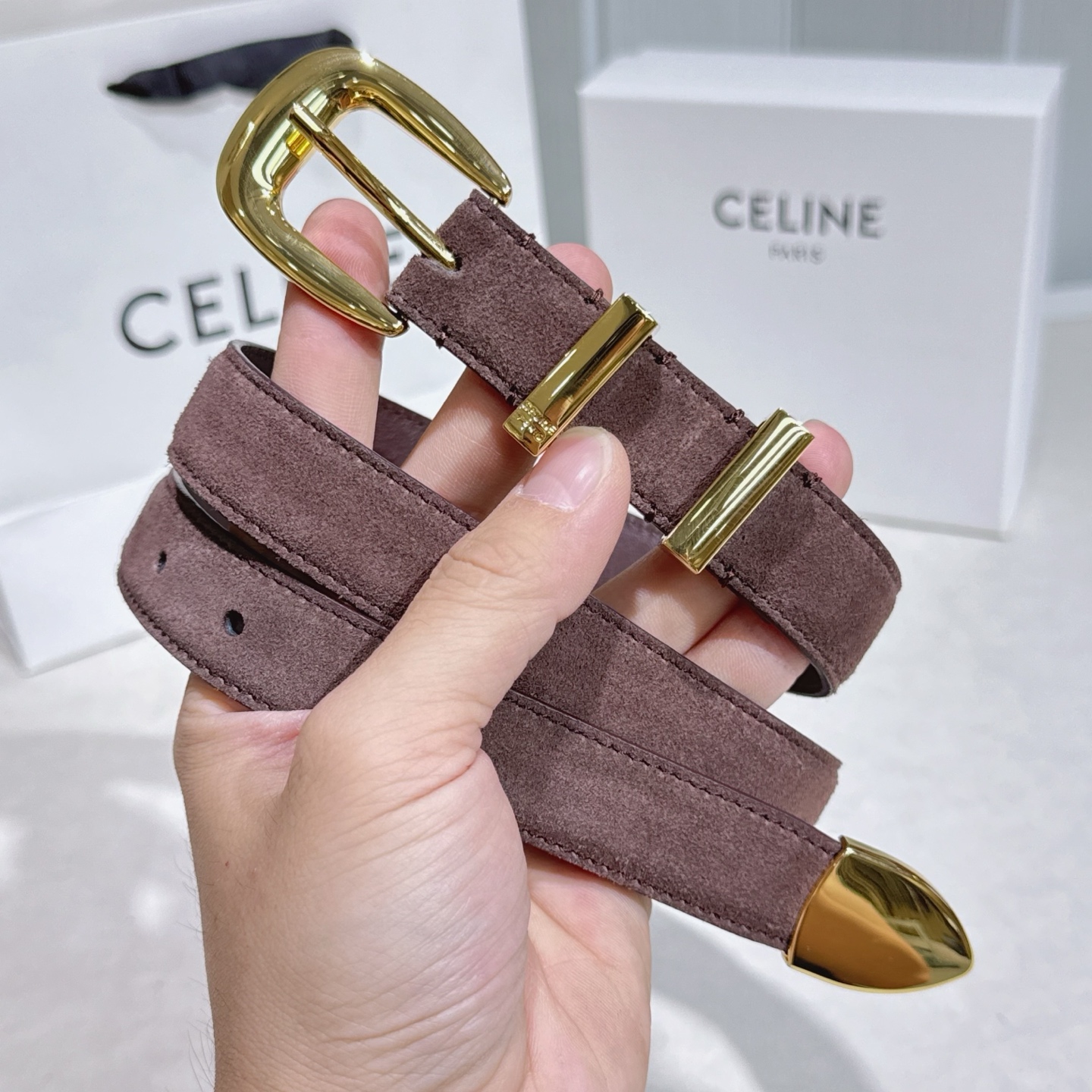 -Celine 新品立体浮标针扣女士腰带 意大利进口小牛皮 宽度2.5(亮金扣)-Top High Quatity Cheap Sneakers Fashion Clothing Clothes Bags handbags Shoes of all Brand wholesale With The best Quality And Beautiful Price from China Factory Chinese suppliers wholesaler seller -Celine 新品立体浮标针扣女士腰带 意大利进口小牛皮 宽度2.5(亮金扣)