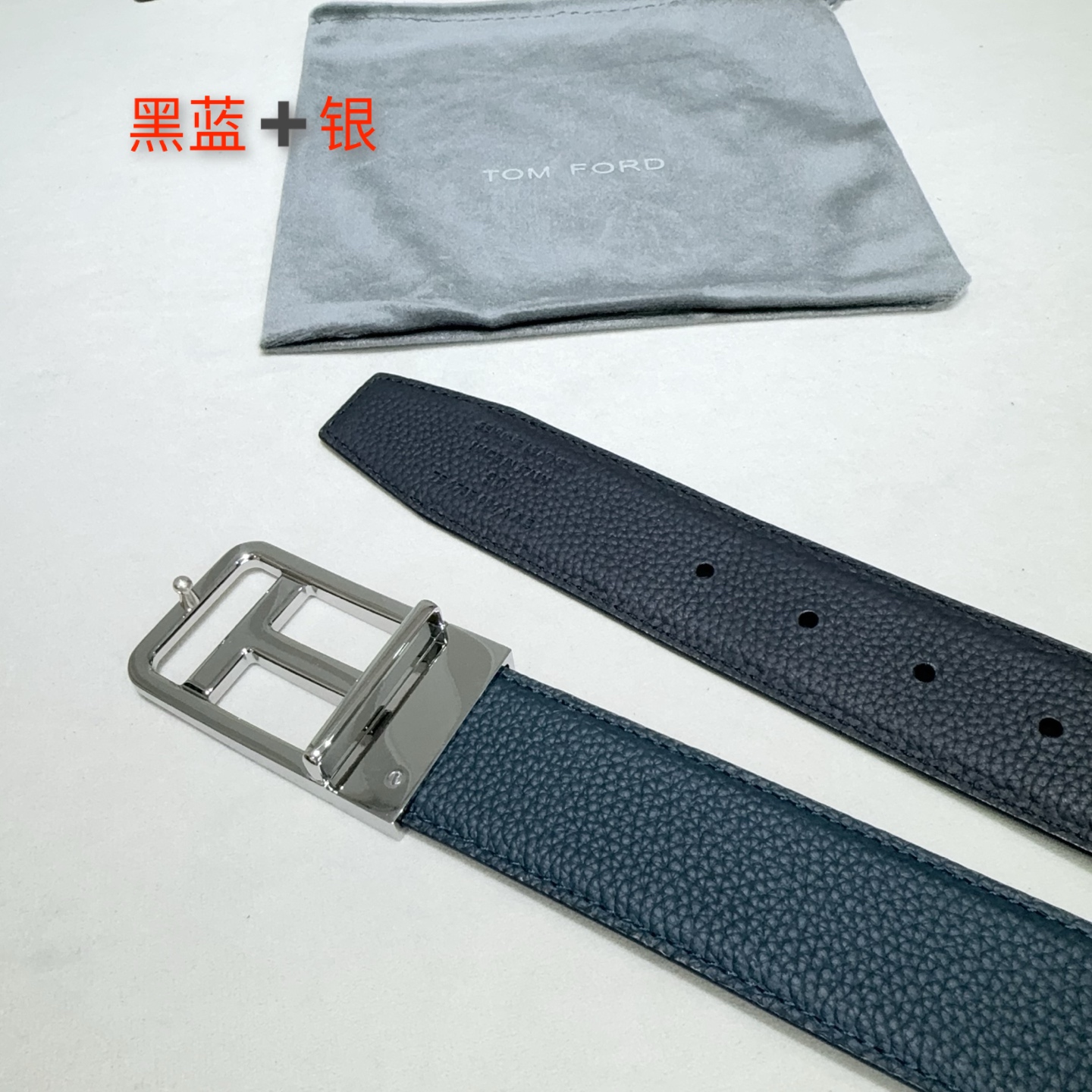 男士TF（汤尼.福特） 采用双面头层牛皮 Togo纹纯铜精品扣头打造 双面可用 黑配蓝 黑配咖啡金色 银色 抢色扣头
