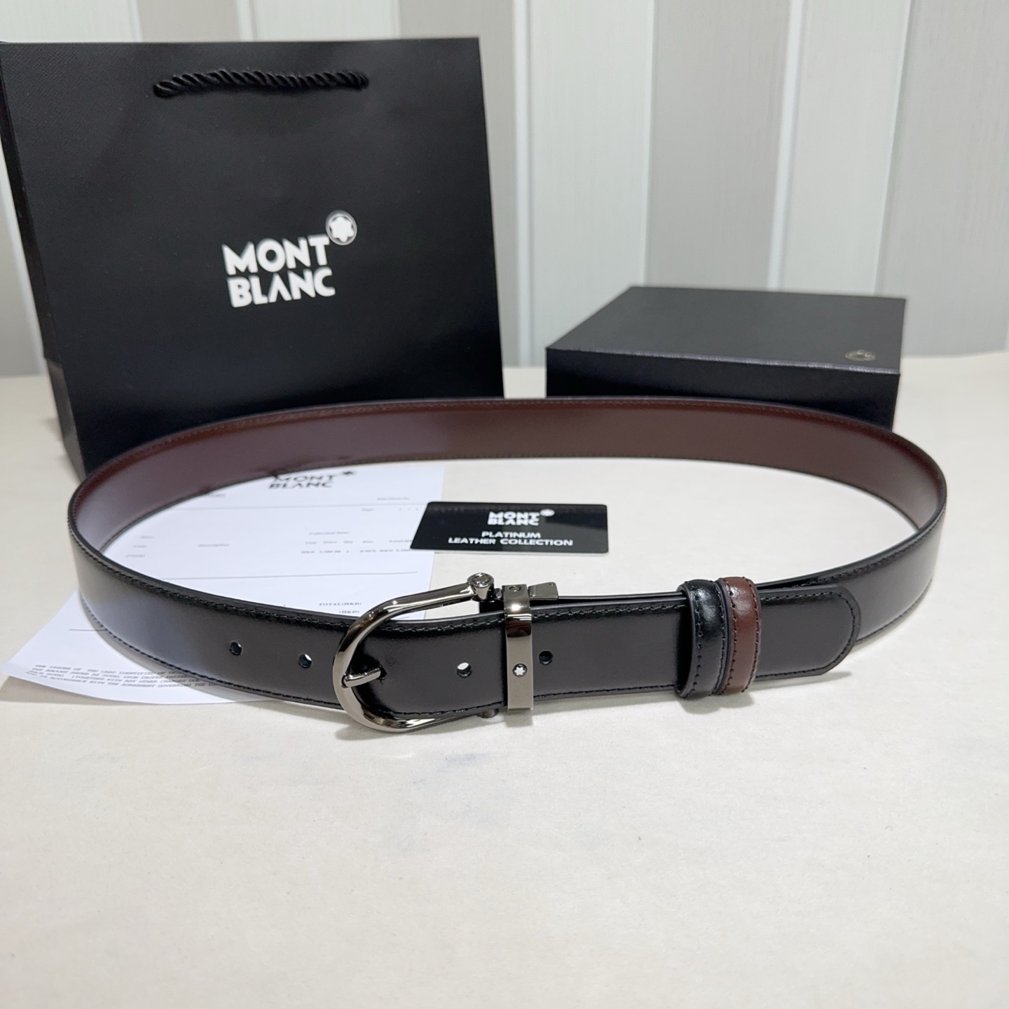 Montblanc （万宝龙） 采用双面开边珠 黑配咖啡色 亮金 亮银 亮枪 扣头