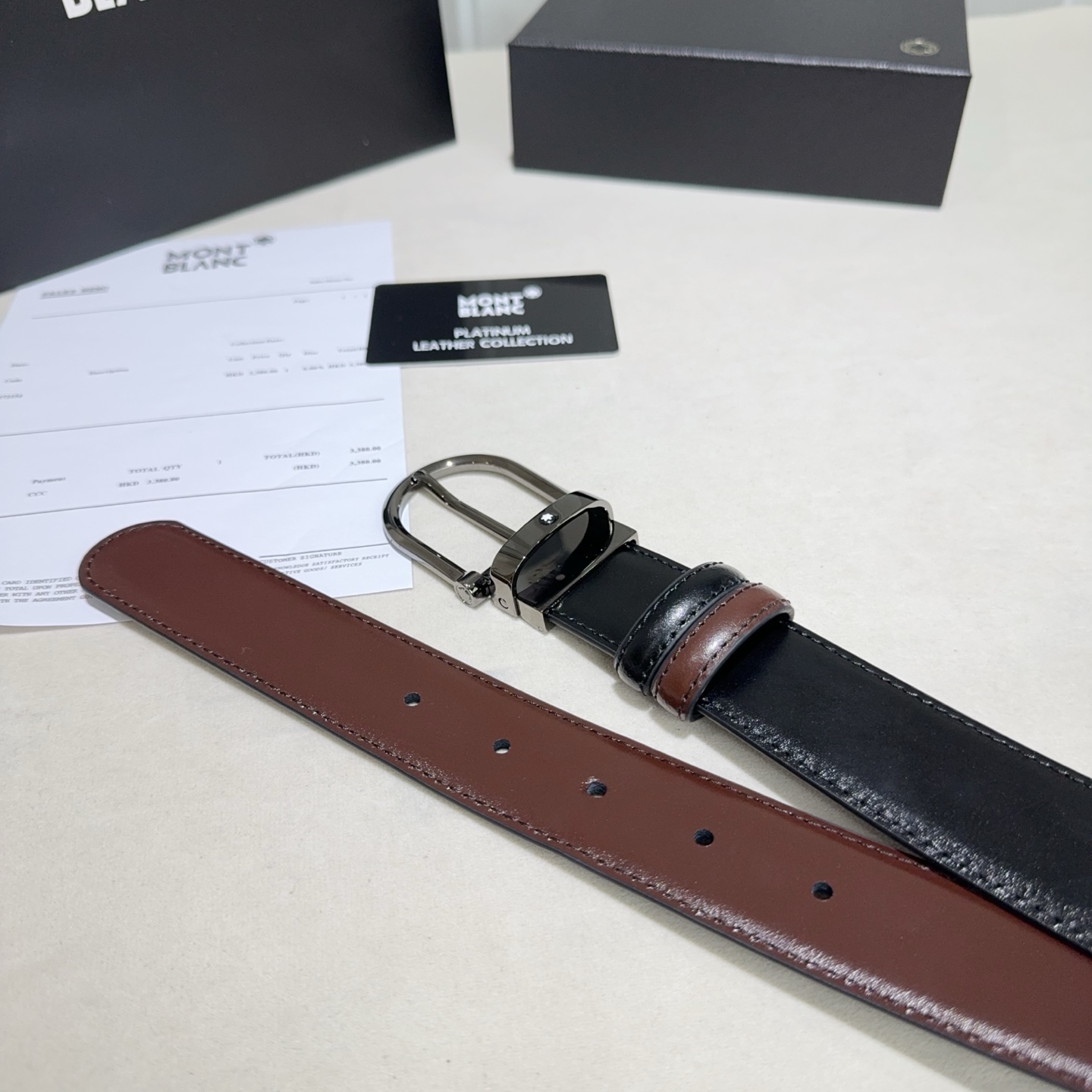 Montblanc （万宝龙） 采用双面开边珠 黑配咖啡色 亮金 亮银 亮枪 扣头
