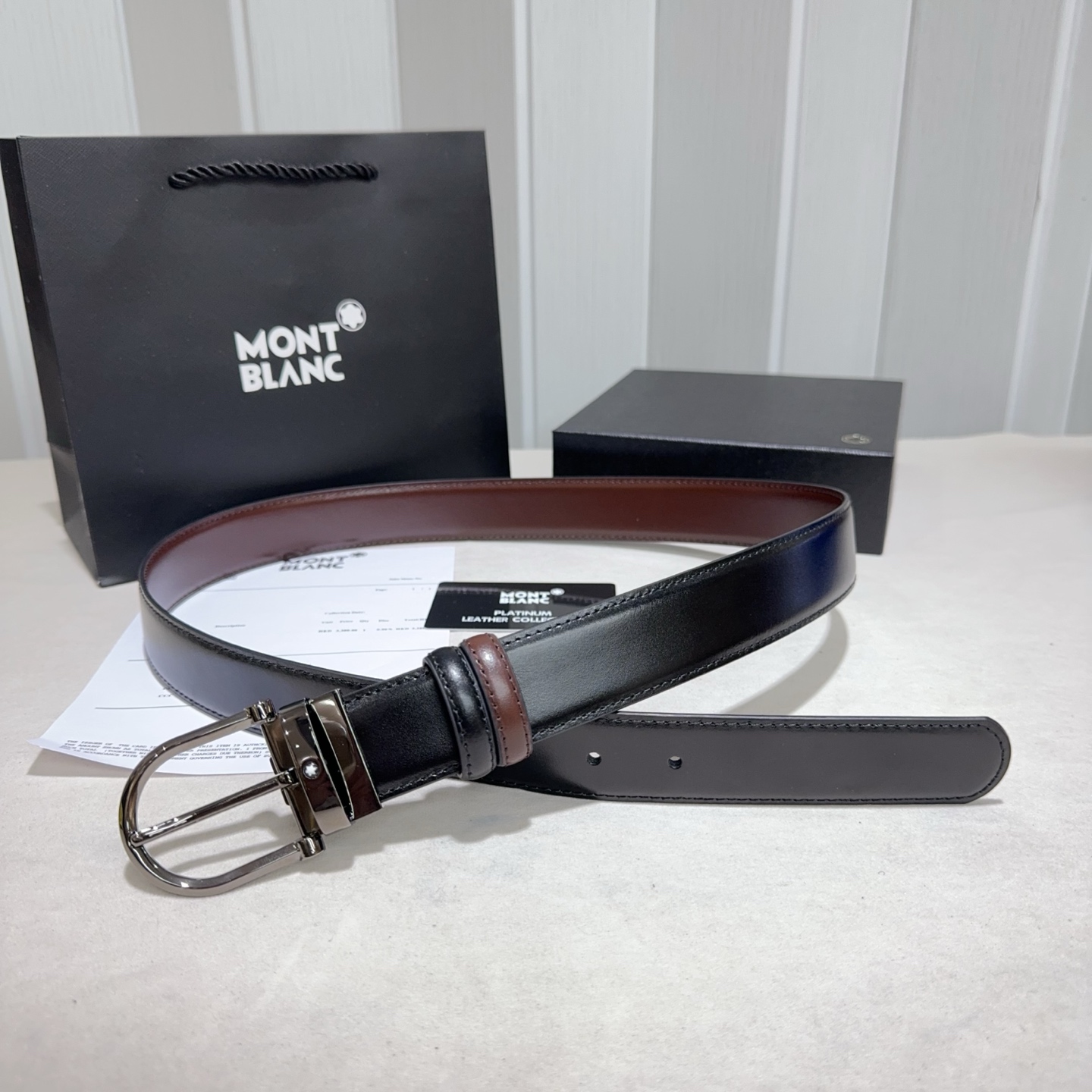 Montblanc （万宝龙） 采用双面开边珠 黑配咖啡色 亮金 亮银 亮枪 扣头