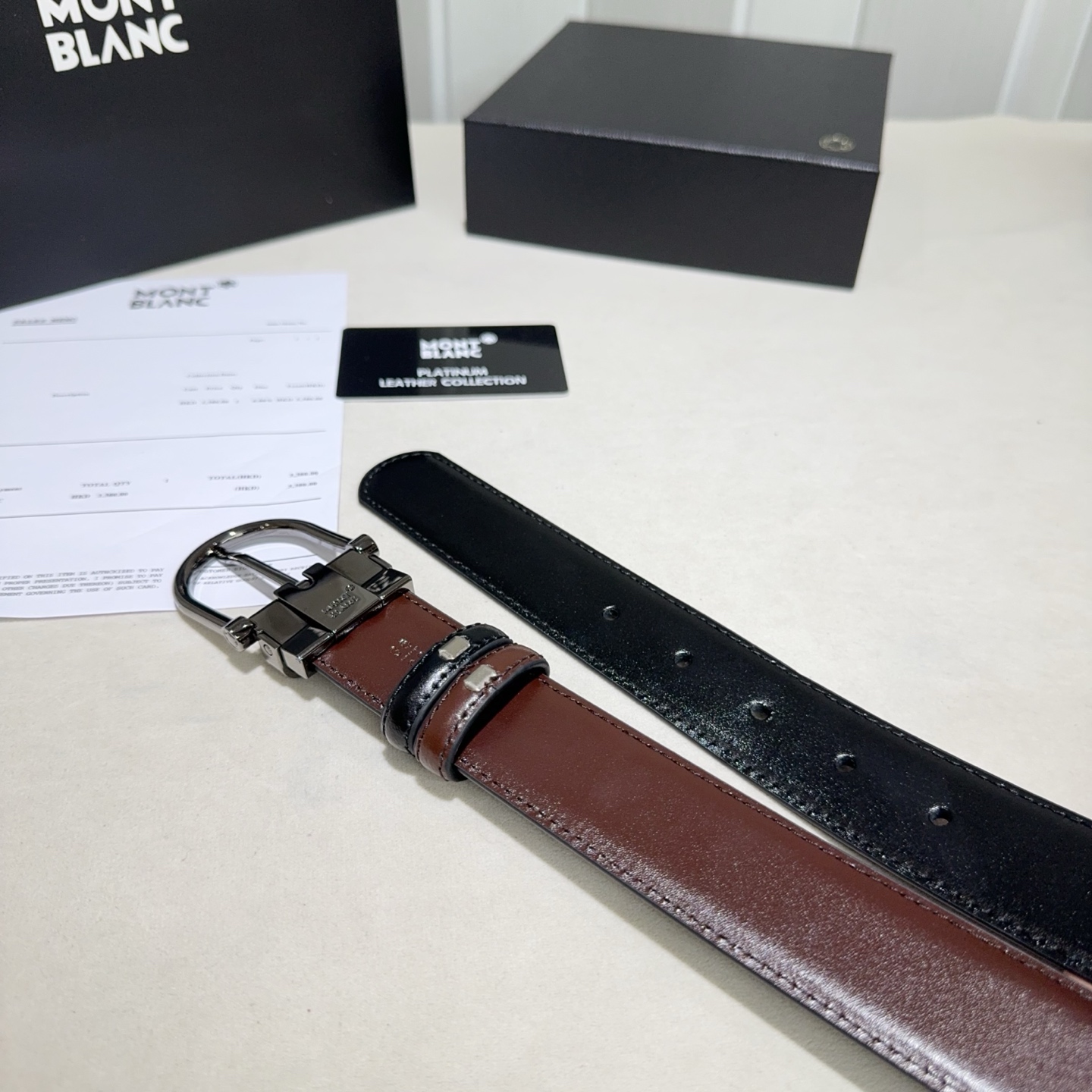 Montblanc （万宝龙） 采用双面开边珠 黑配咖啡色 亮金 亮银 亮枪 扣头