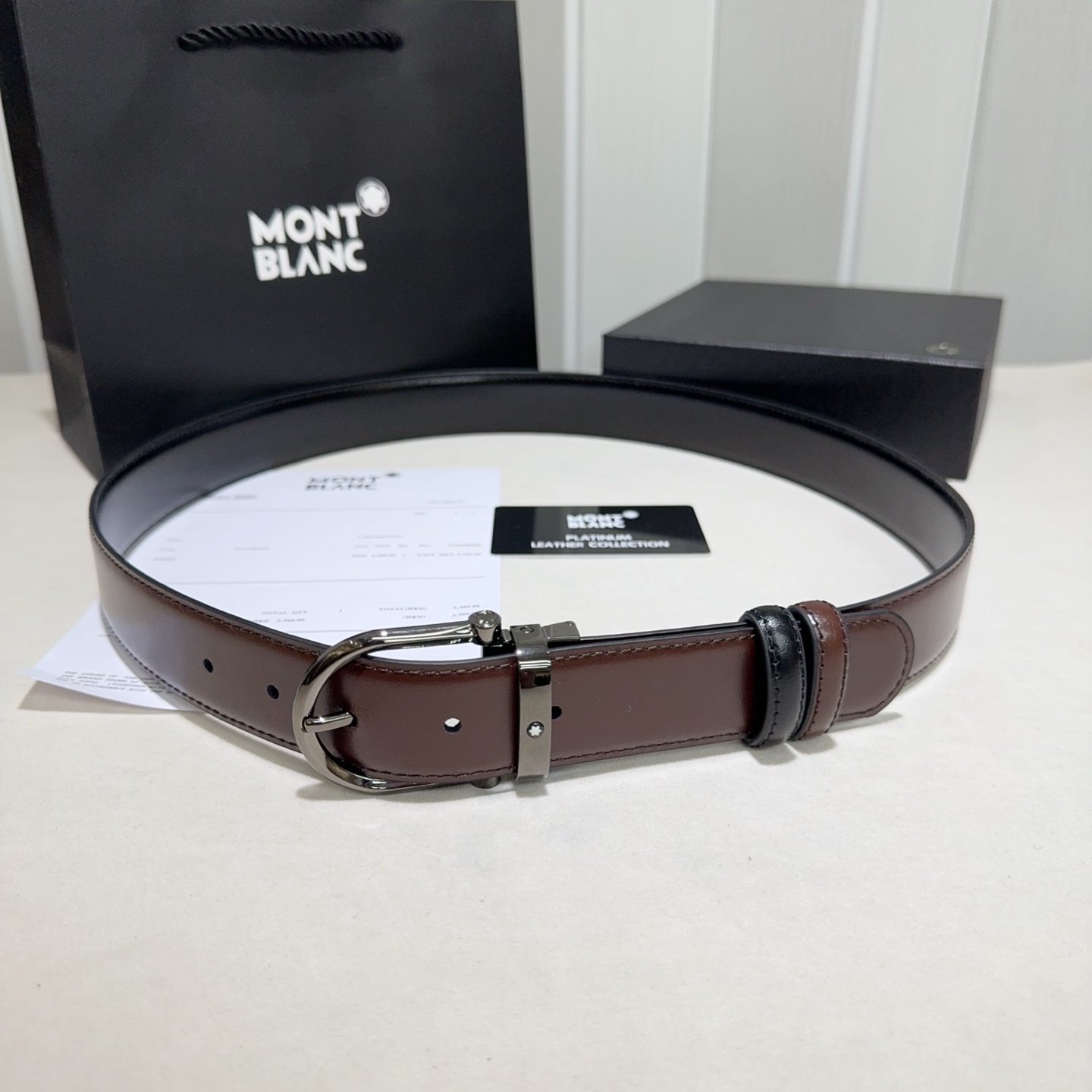 Montblanc （万宝龙） 采用双面开边珠 黑配咖啡色 亮金 亮银 亮枪 扣头