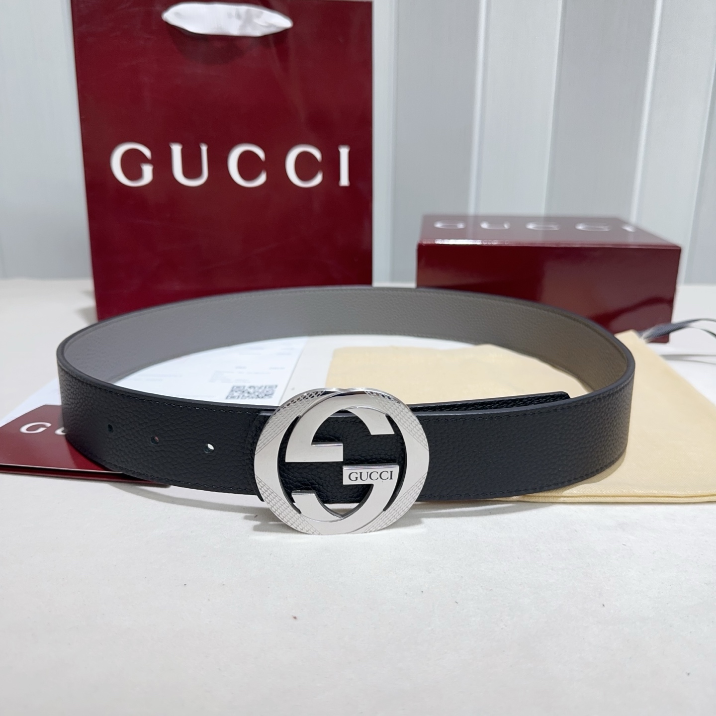 🎐GUCCI🎐（古奇新款）采用双面togo纹头层牛皮 ➕纯钢精品花纹扣头打造 双面可用，柔软细腻，休闲商