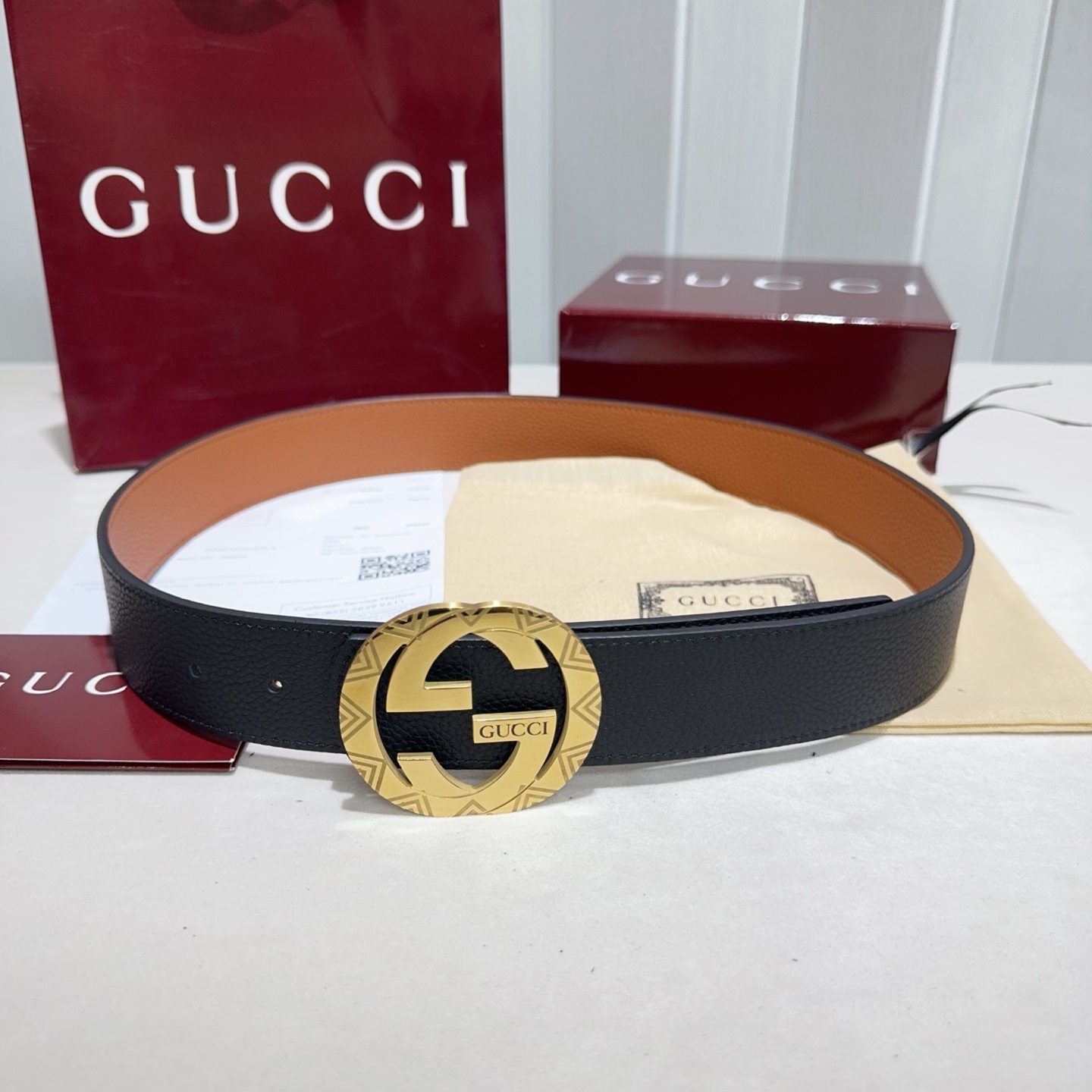 🎐GUCCI🎐（古奇新款）采用双面togo纹头层牛皮 ➕纯钢精品花纹扣头打造 双面可用，柔软细腻，休闲商