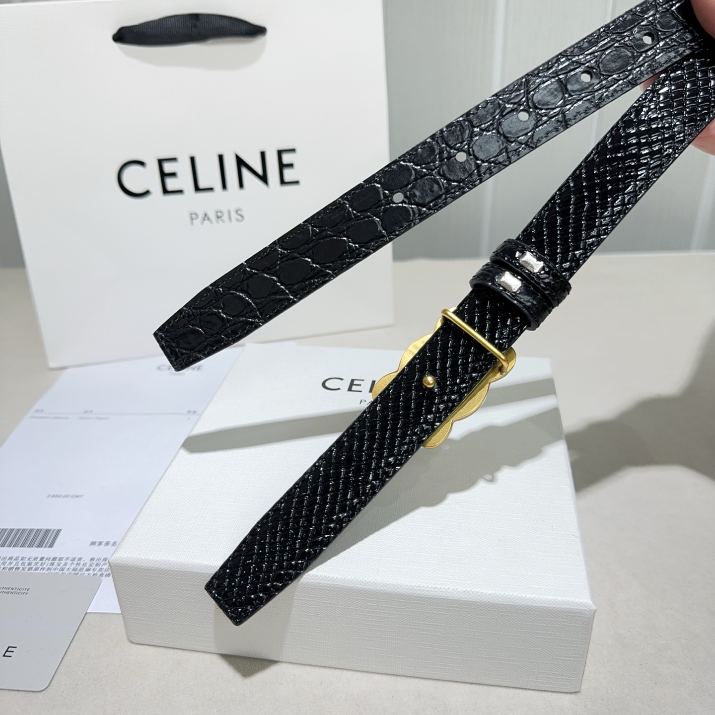 CELINE✨凯旋门蛇纹细腰｜yyds蛇纹肌理搭配石头纹+经典扣头一根腰带解锁N种穿搭精致感细款版型勾勒