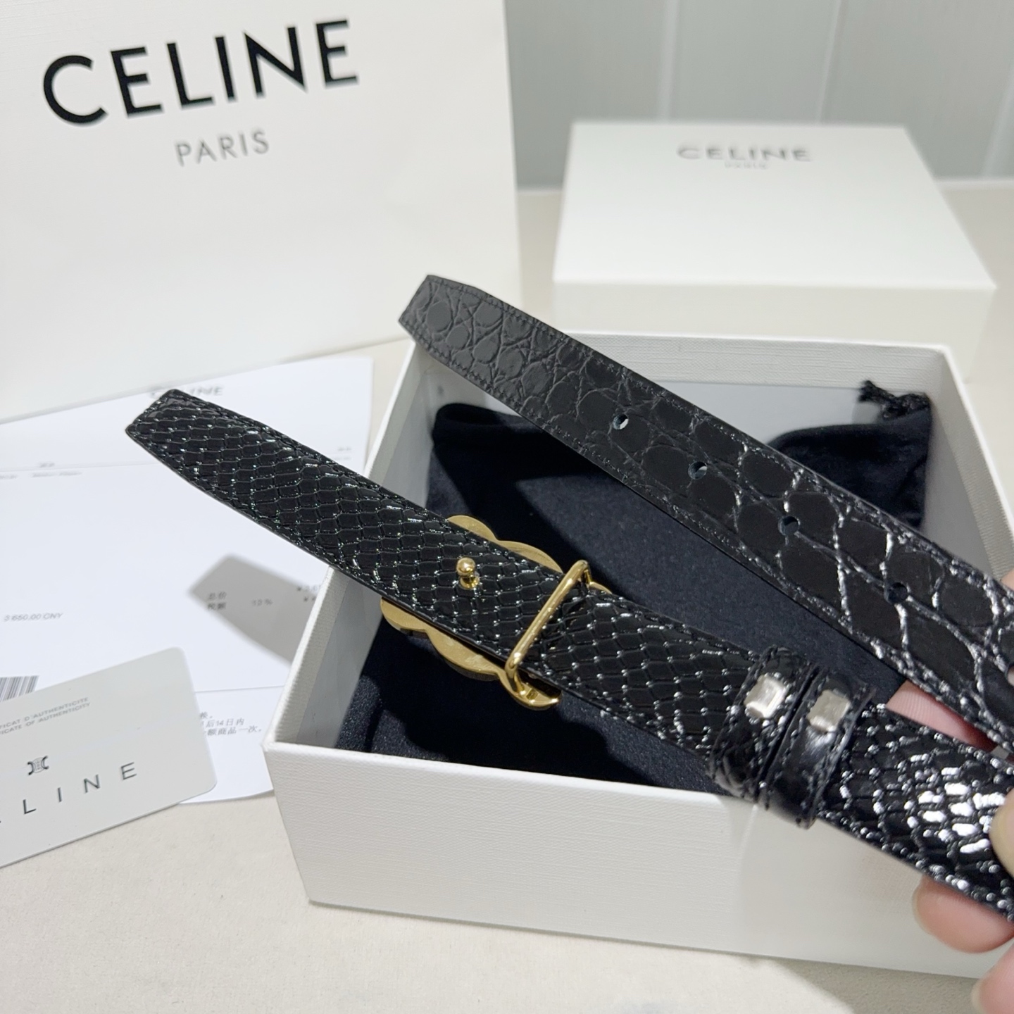 CELINE✨凯旋门蛇纹细腰｜yyds蛇纹肌理搭配石头纹+经典扣头一根腰带解锁N种穿搭精致感细款版型勾勒