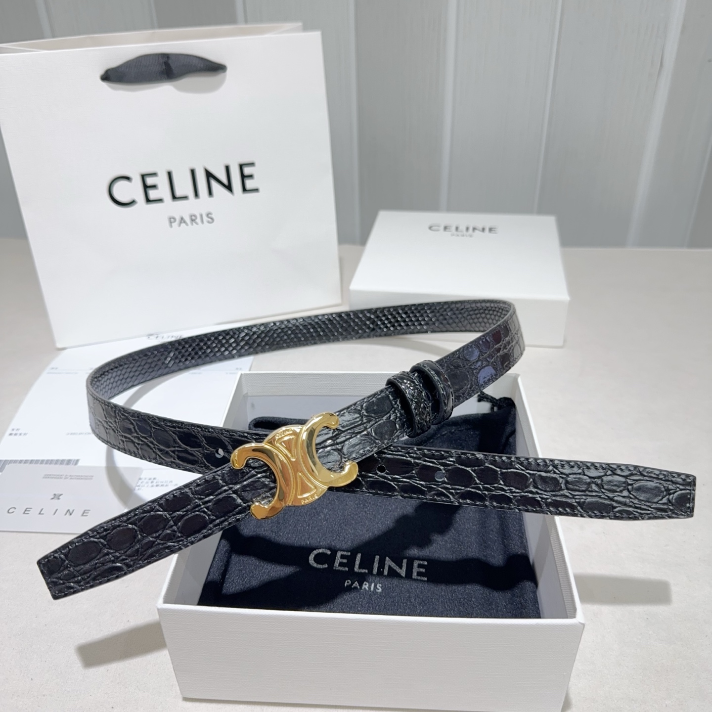 CELINE✨凯旋门蛇纹细腰｜yyds蛇纹肌理搭配石头纹+经典扣头一根腰带解锁N种穿搭精致感细款版型勾勒