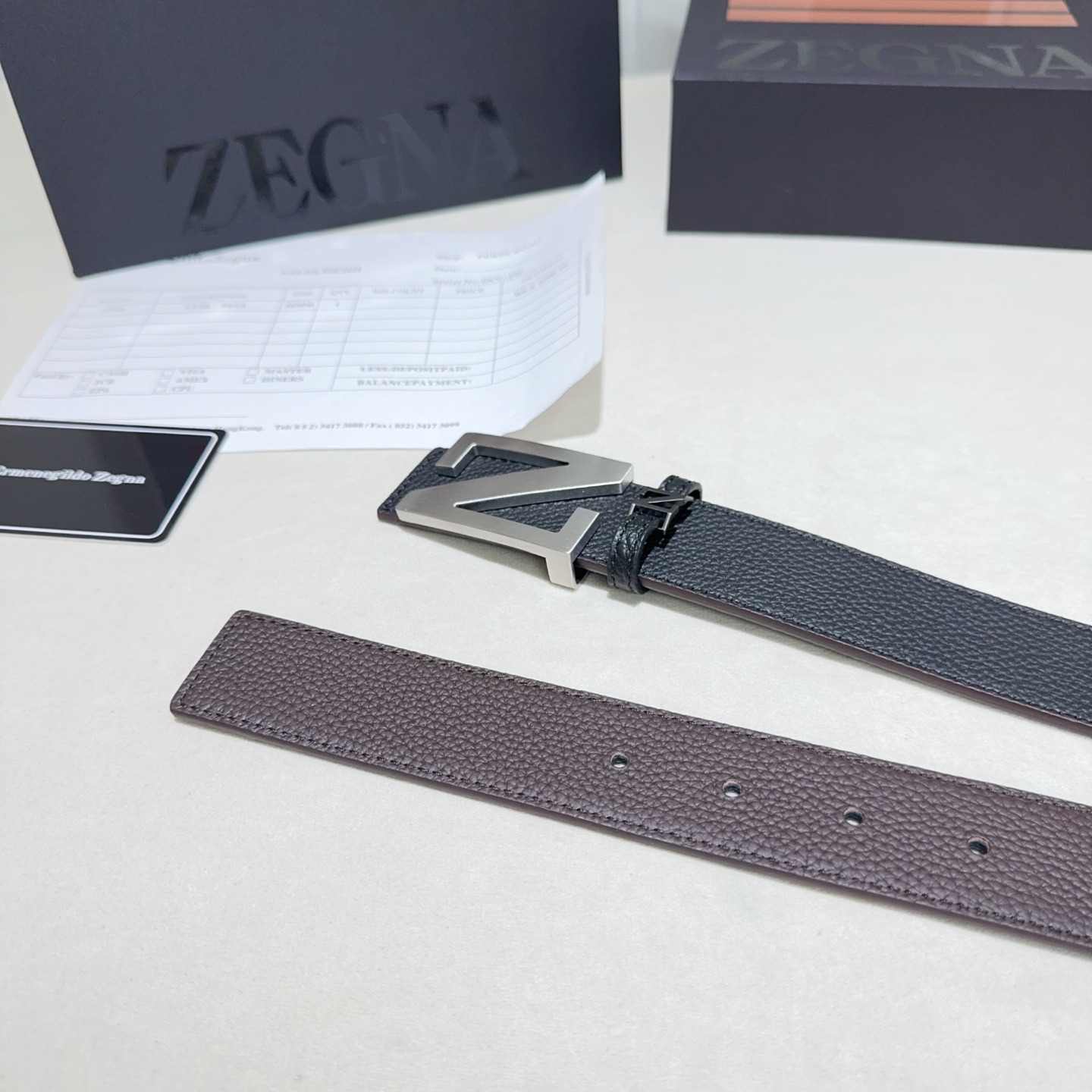 ZEGNA(杰尼亚)Z字扣皮带，双面togo纹质感拉满，金属扣饰简约大气，商务休闲双场景适配，低调奢华的