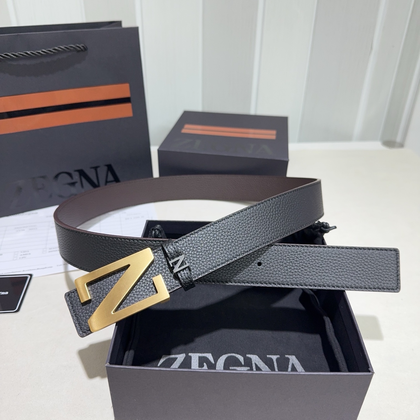 ZEGNA(杰尼亚)Z字扣皮带，双面togo纹质感拉满，金属扣饰简约大气，商务休闲双场景适配，低调奢华的