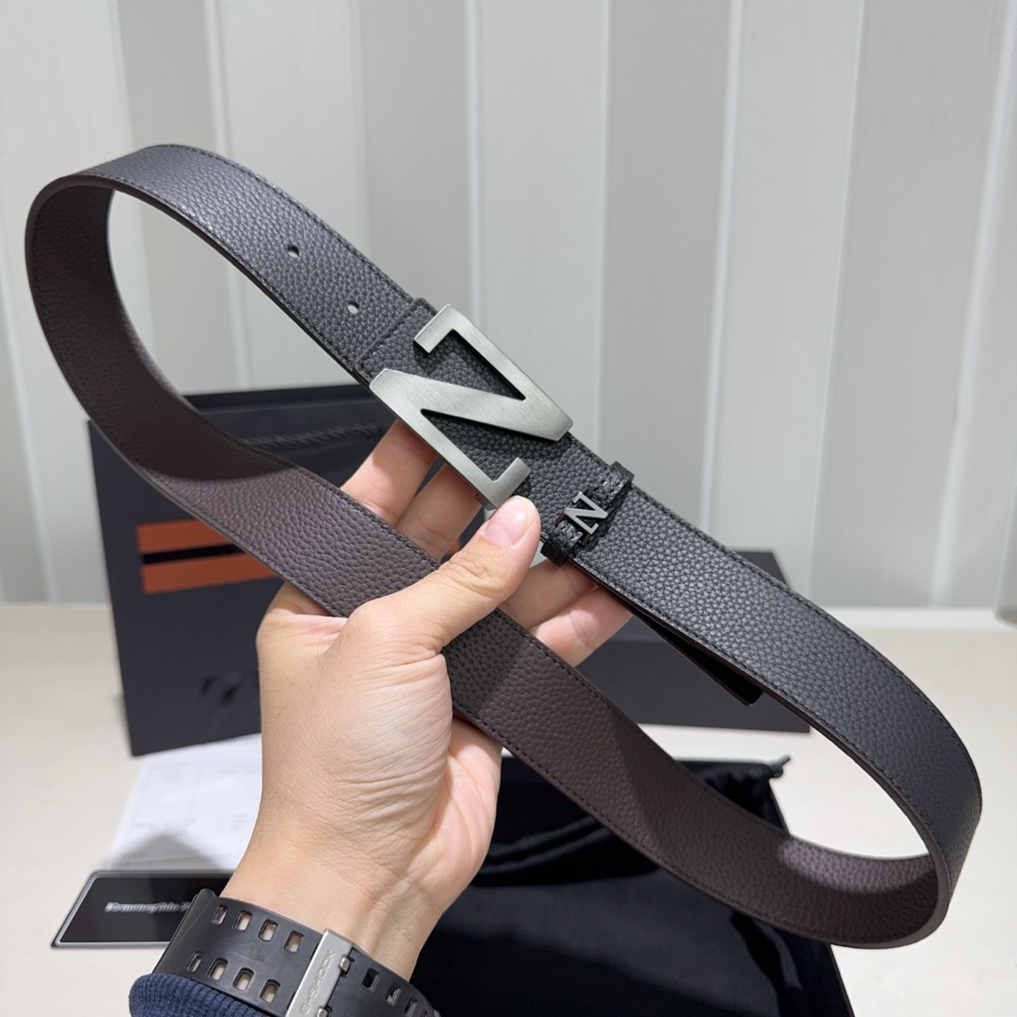 ZEGNA(杰尼亚)Z字扣皮带，双面togo纹质感拉满，金属扣饰简约大气，商务休闲双场景适配，低调奢华的