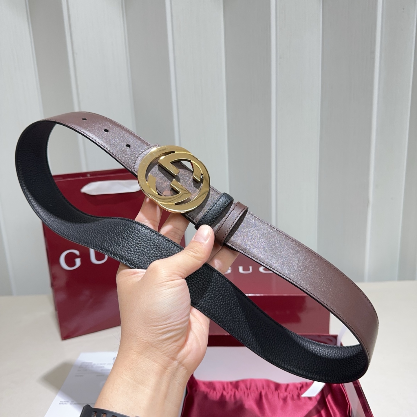 🌟Gucci（古奇）解锁腰带新品·细节实拍精选togo纹搭平纹头层牛皮打造，纹理细腻，双面设计可随心切换