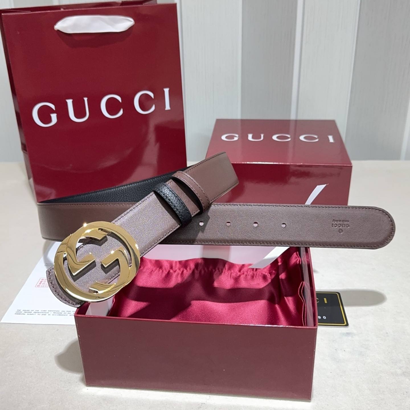 🌟Gucci（古奇）解锁腰带新品·细节实拍精选togo纹搭平纹头层牛皮打造，纹理细腻，双面设计可随心切换