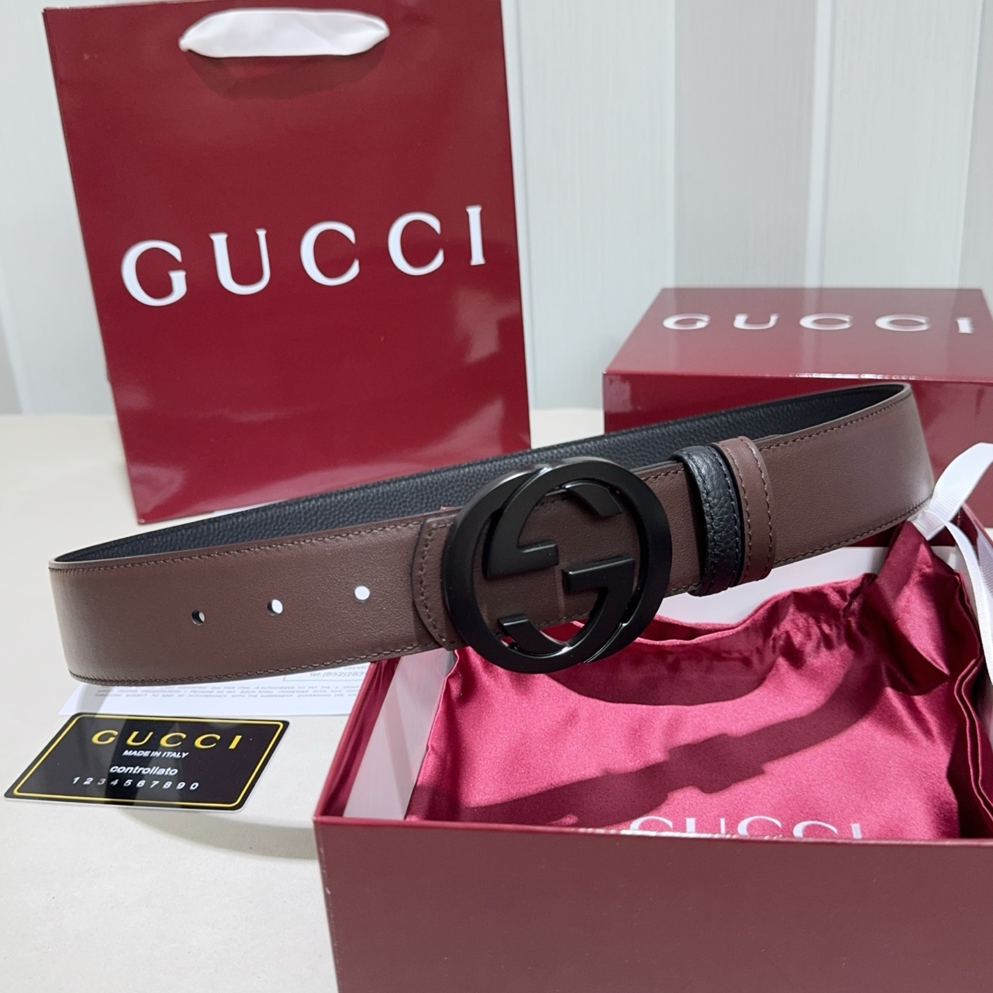 🌟Gucci（古奇）解锁腰带新品·细节实拍精选togo纹搭平纹头层牛皮打造，纹理细腻，双面设计可随心切换