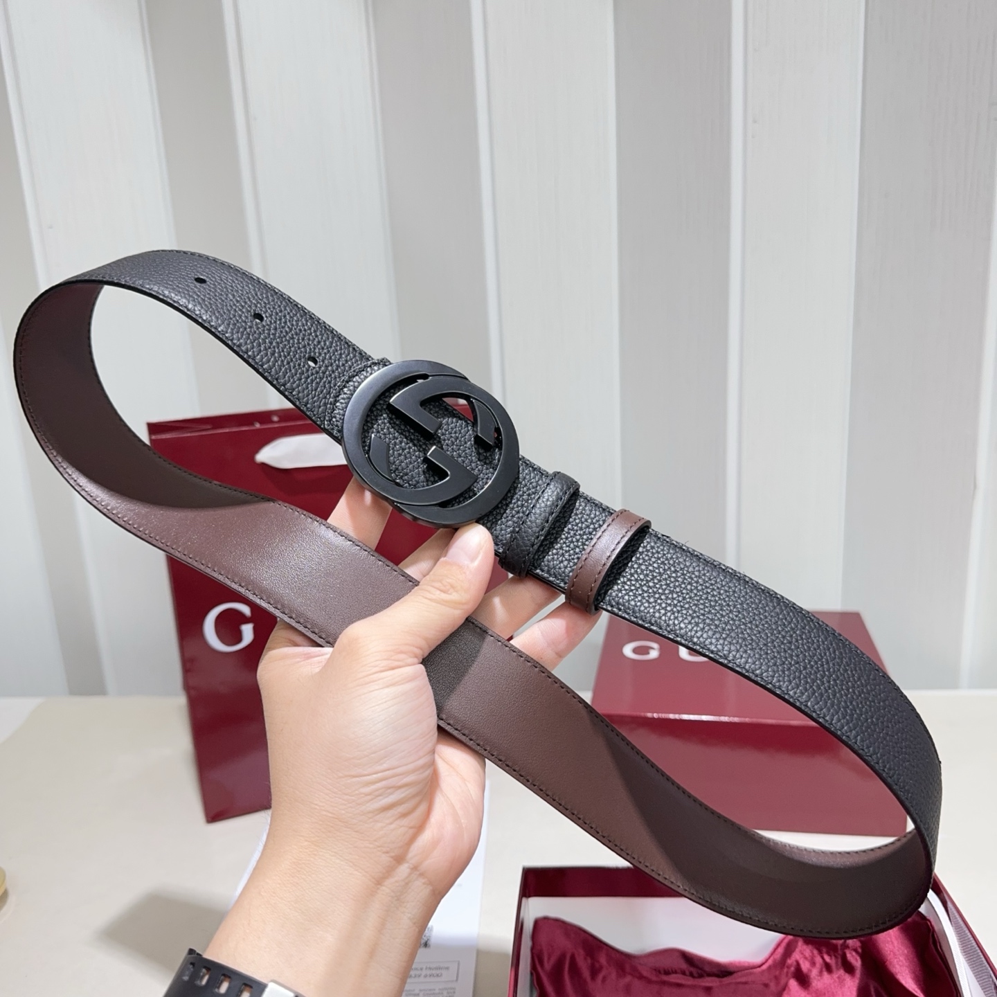 🌟Gucci（古奇）解锁腰带新品·细节实拍精选togo纹搭平纹头层牛皮打造，纹理细腻，双面设计可随心切换