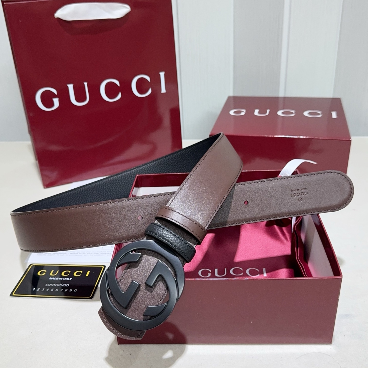 🌟Gucci（古奇）解锁腰带新品·细节实拍精选togo纹搭平纹头层牛皮打造，纹理细腻，双面设计可随心切换
