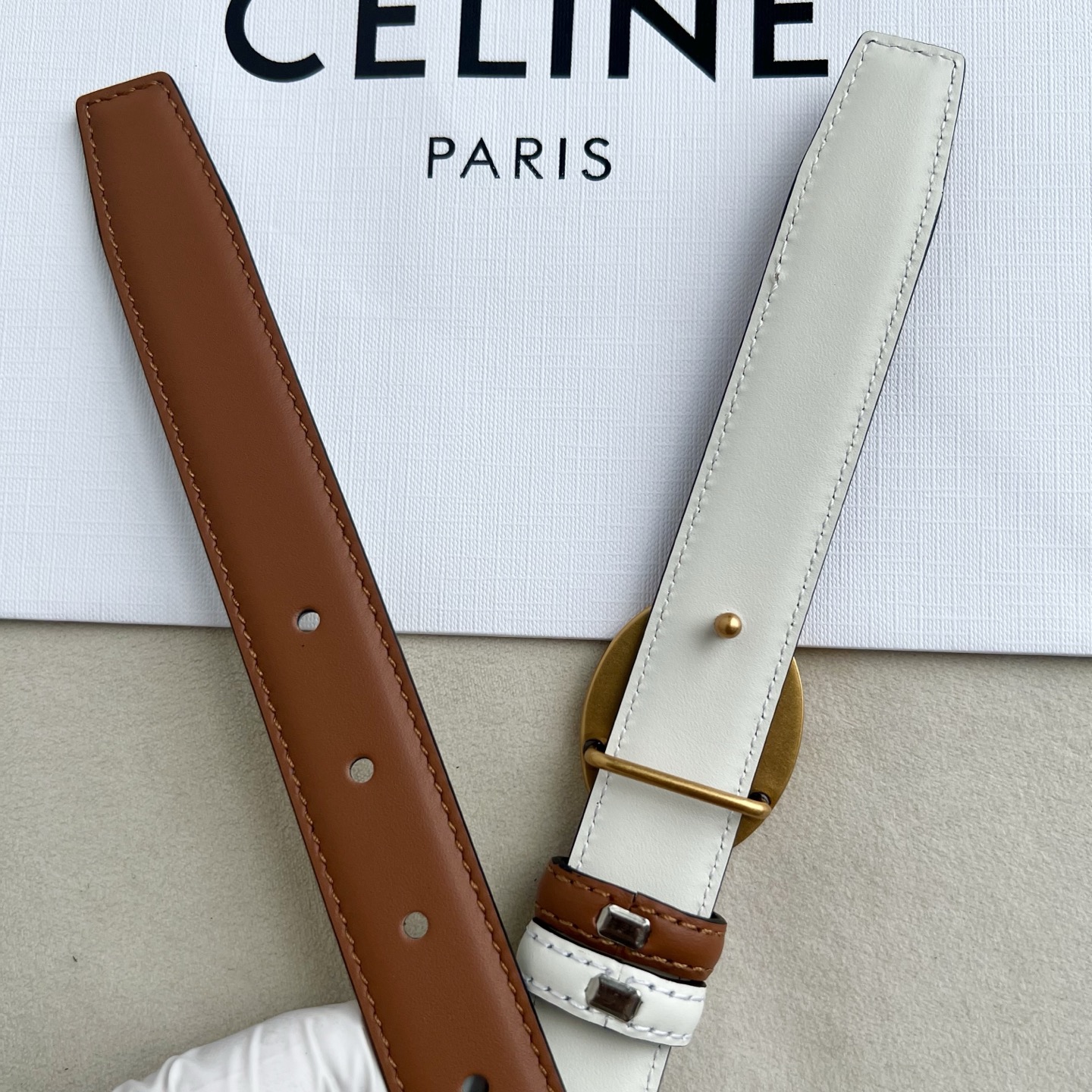 -Celin e新品纯铜扣女士腰带 意大利进口小牛皮 宽度2.5。