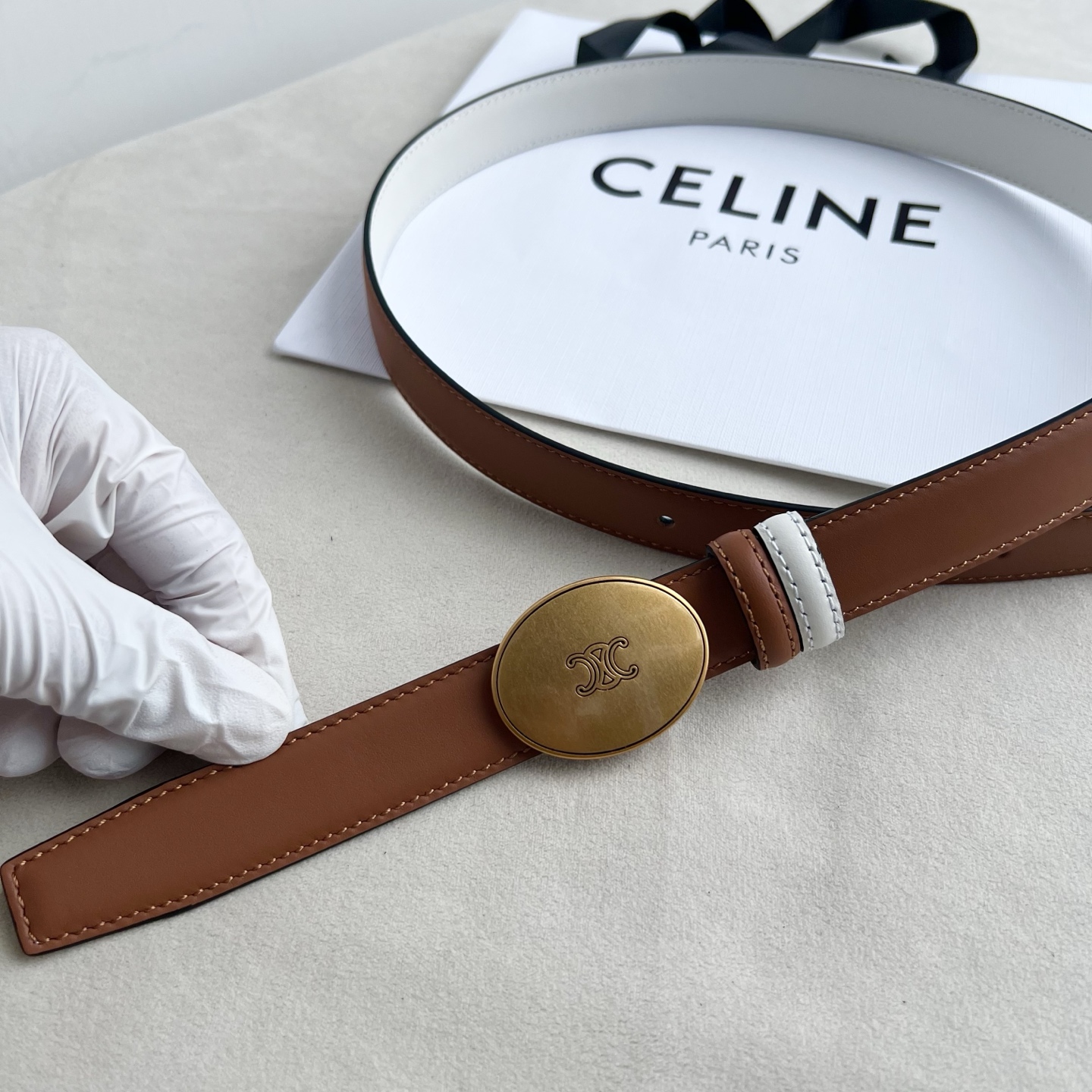 -Celin e新品纯铜扣女士腰带 意大利进口小牛皮 宽度2.5。